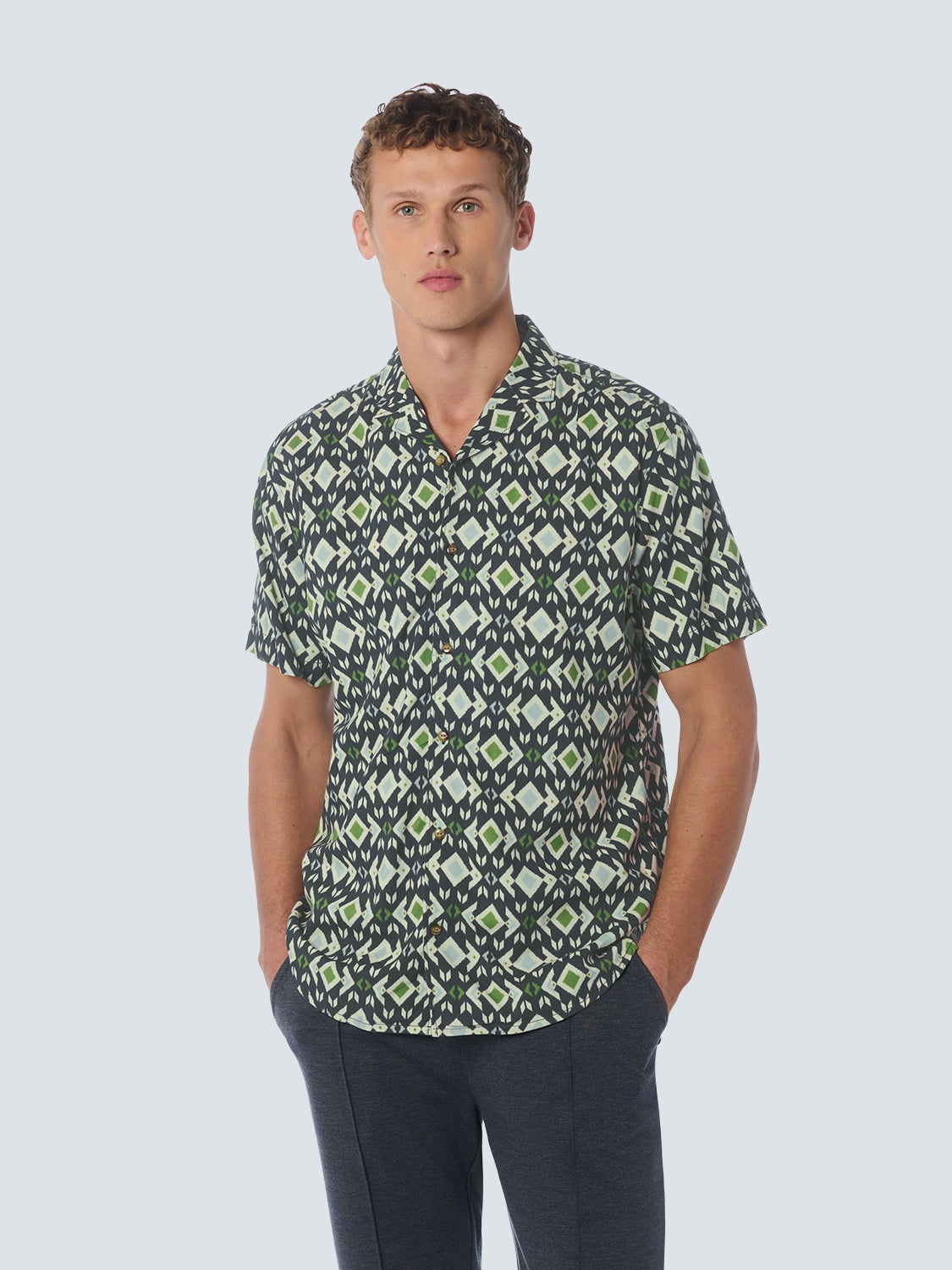 Shirt Short Sleeve Resort Collar Allover Printed | Night