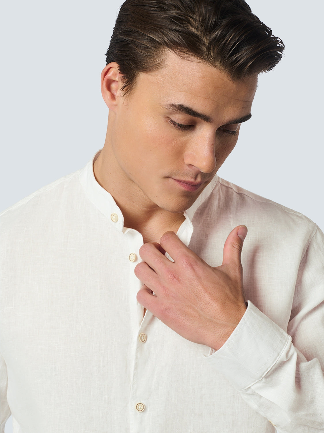Shirt Granddad Linen Solid | White