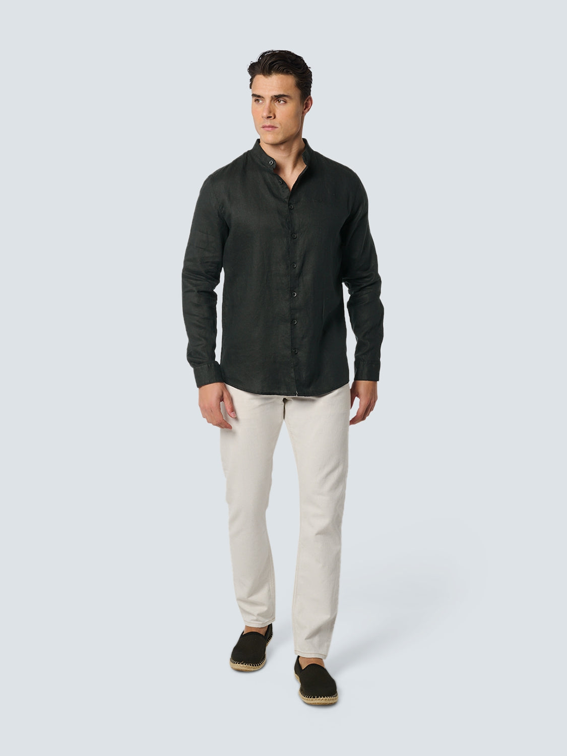 Shirt Granddad Linen Solid | Black