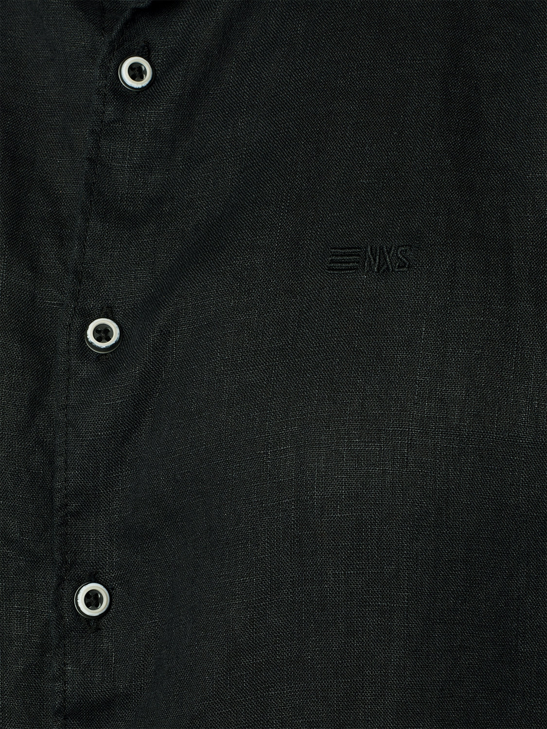 Shirt Short Sleeve Granddad Linen Solid | Black