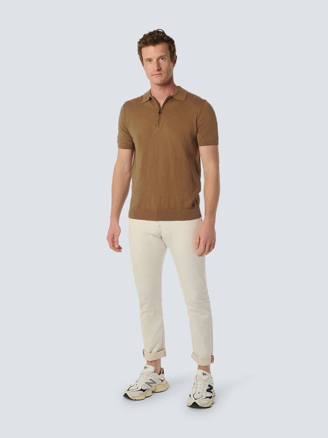 Modern Zip-Collar Polo – Timeless Style | Brown