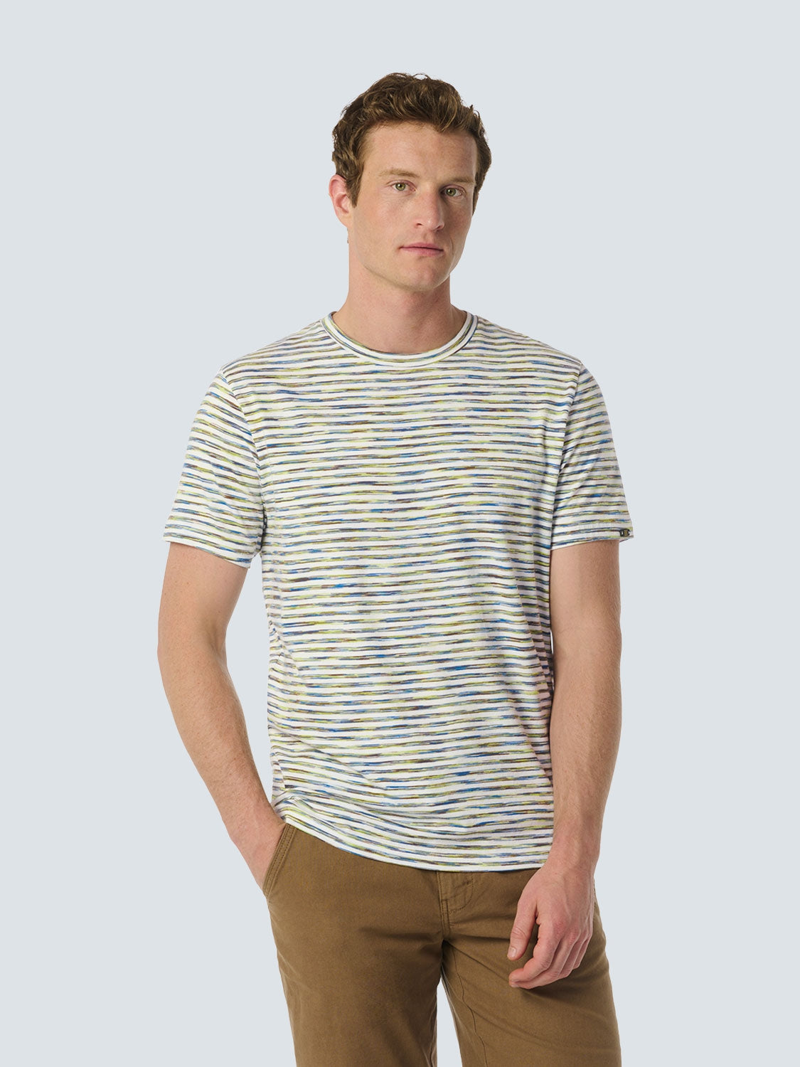 T-shirt with Vibrant Striped Print for Summer | White