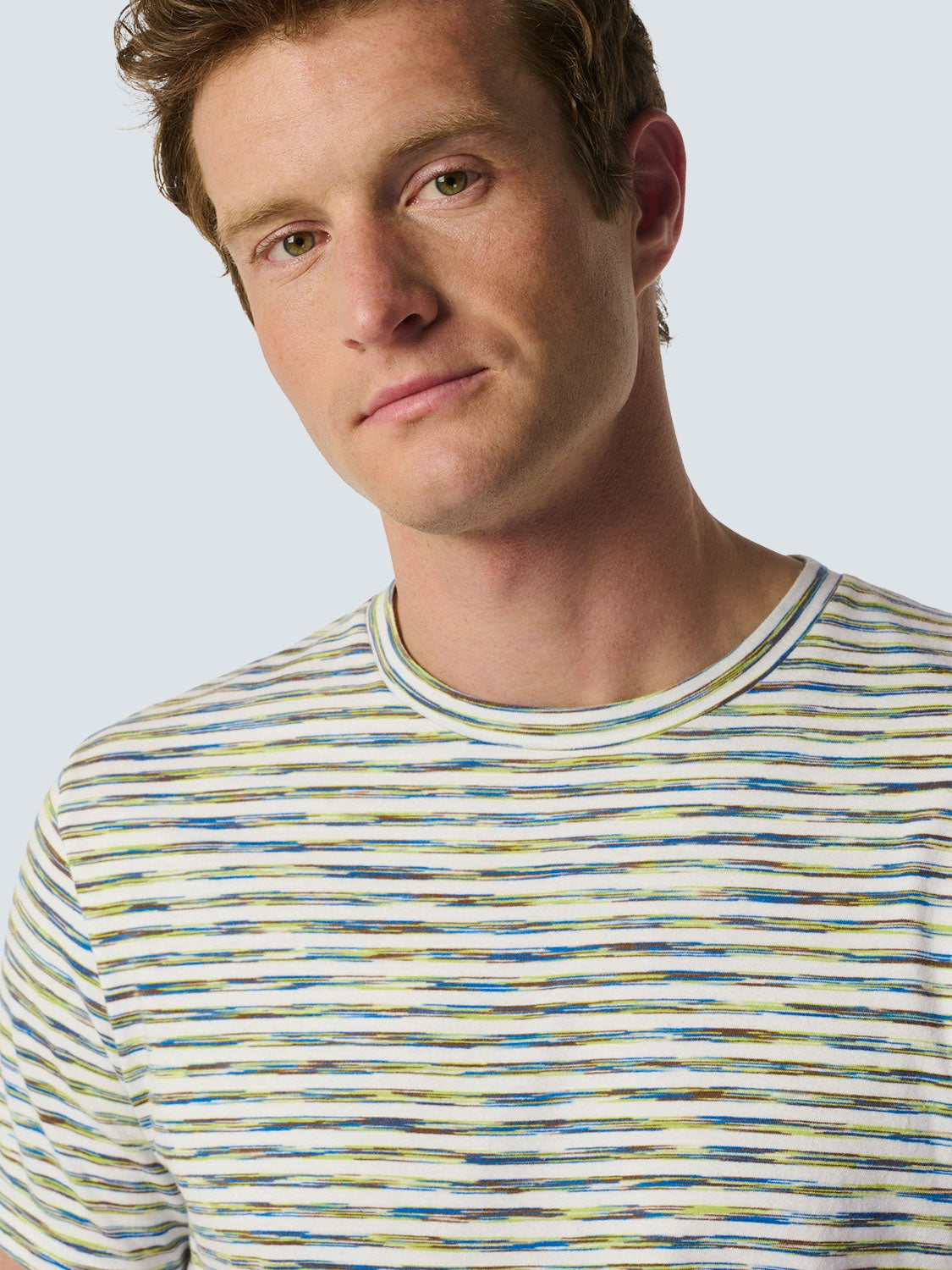 T-shirt with Vibrant Striped Print for Summer | White