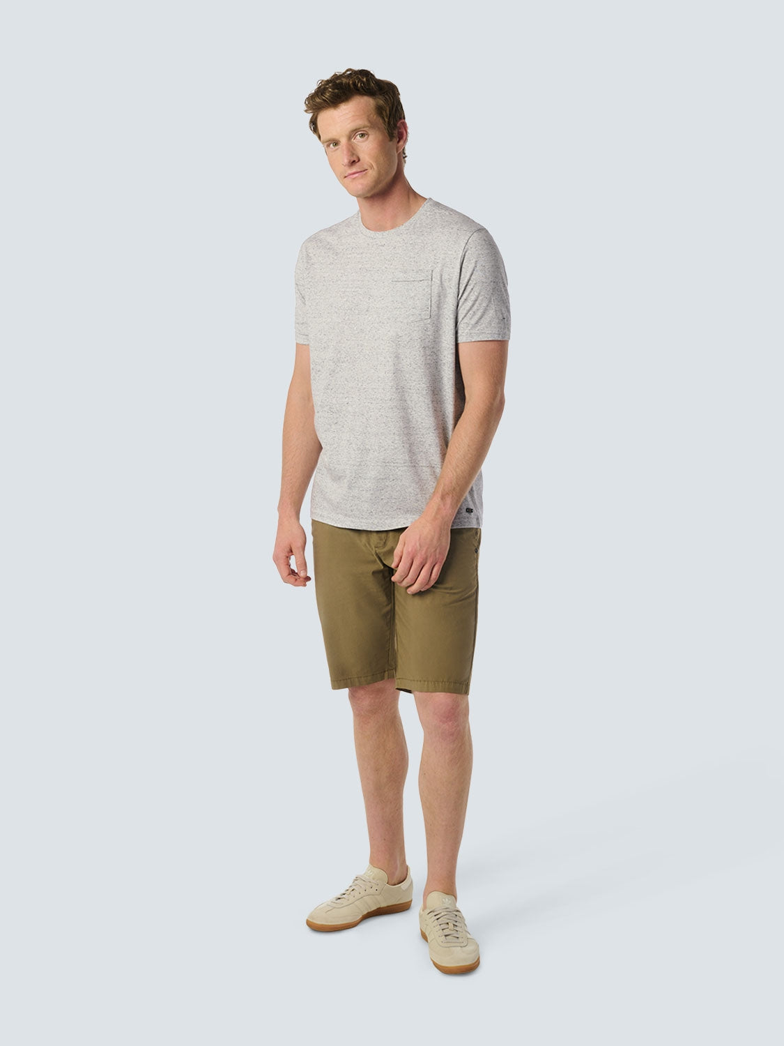 Charming Melange T-shirt with Subtle Chest Pocket | White