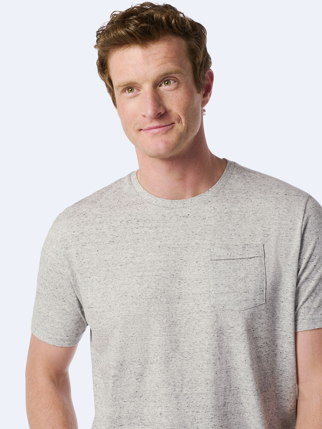 Charming Melange T-shirt with Subtle Chest Pocket | White