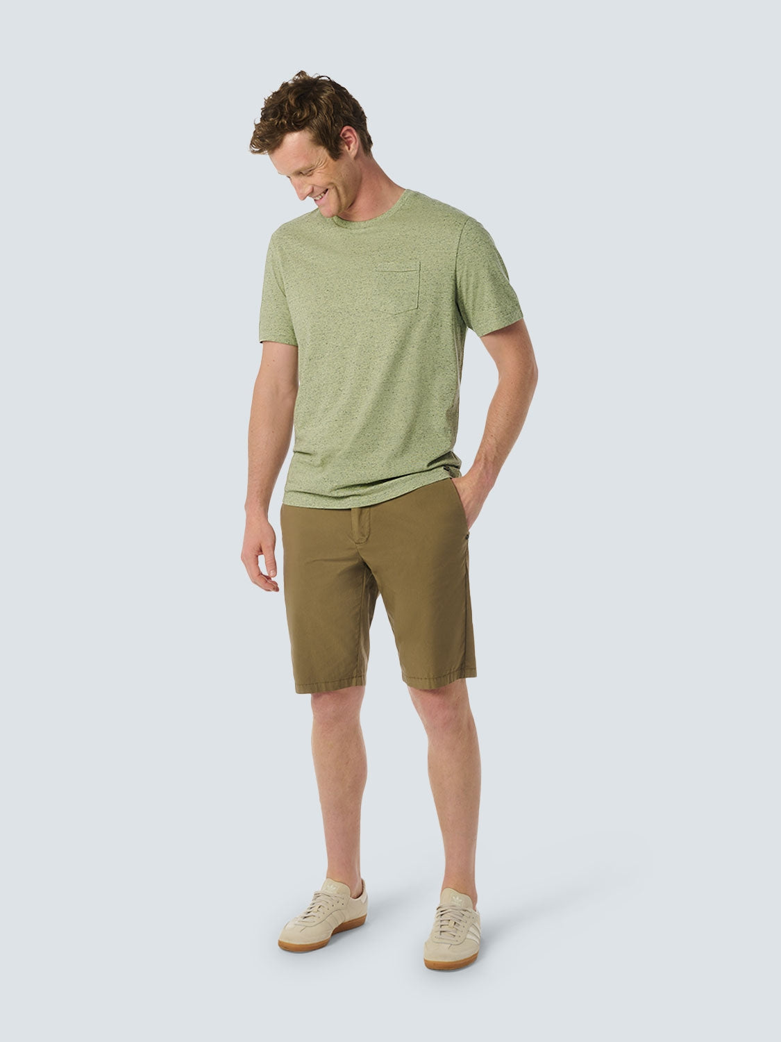 Charming Melange T-shirt with Subtle Chest Pocket | Lime