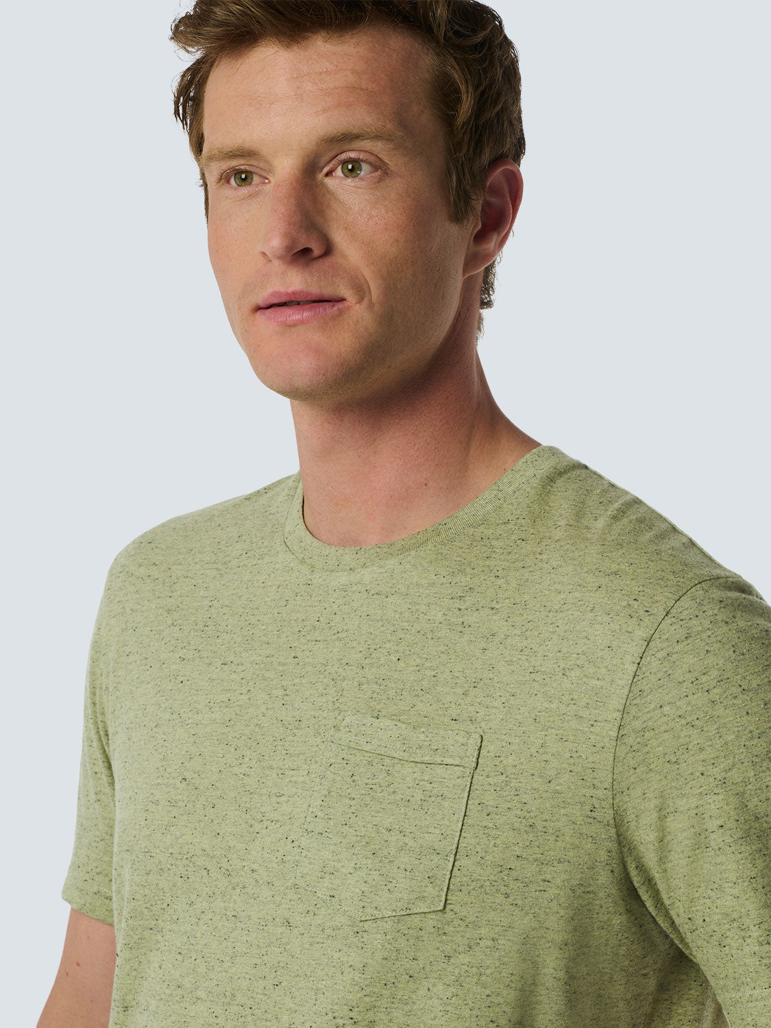 Charming Melange T-shirt with Subtle Chest Pocket | Lime