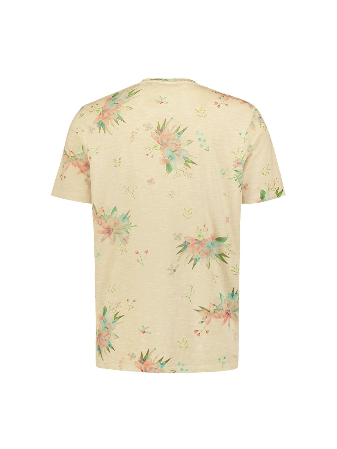 Stylish T-shirt with Round Neck and Botanical Flower Print | Cement