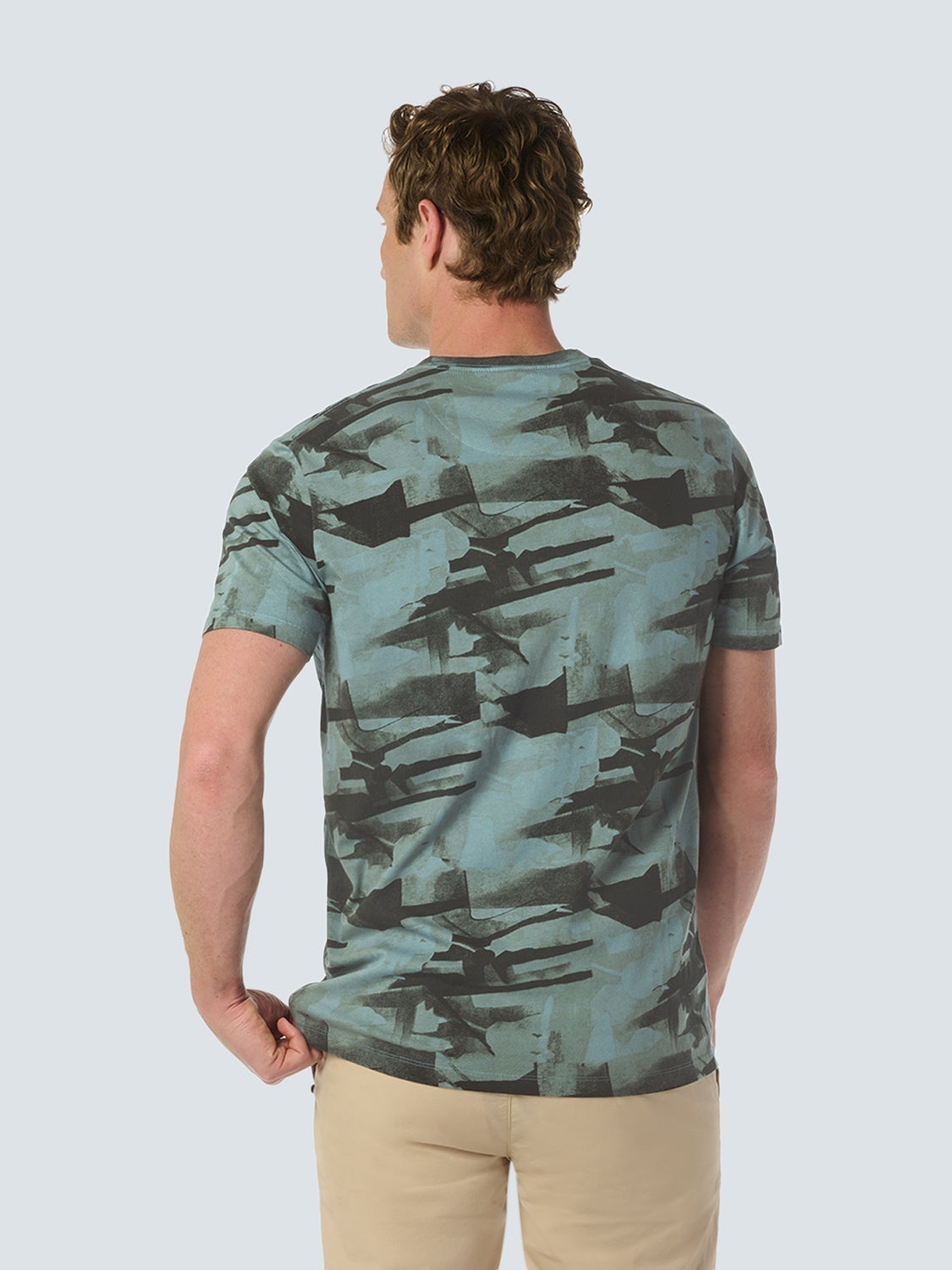 Dynamic T-shirt with Abstract Camouflage Print | Sky