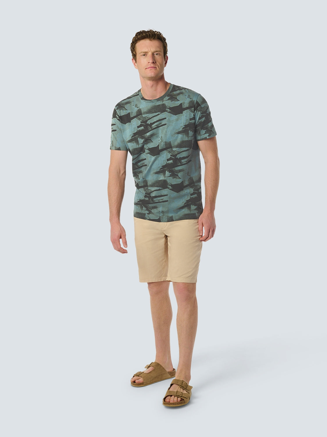 Dynamic T-shirt with Abstract Camouflage Print | Sky