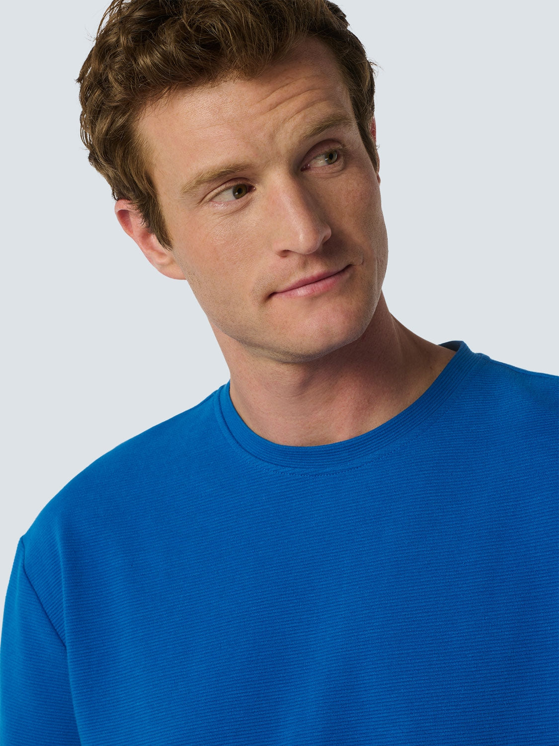 Relaxed Jacquard T-shirt with Round Neck | Cobalt