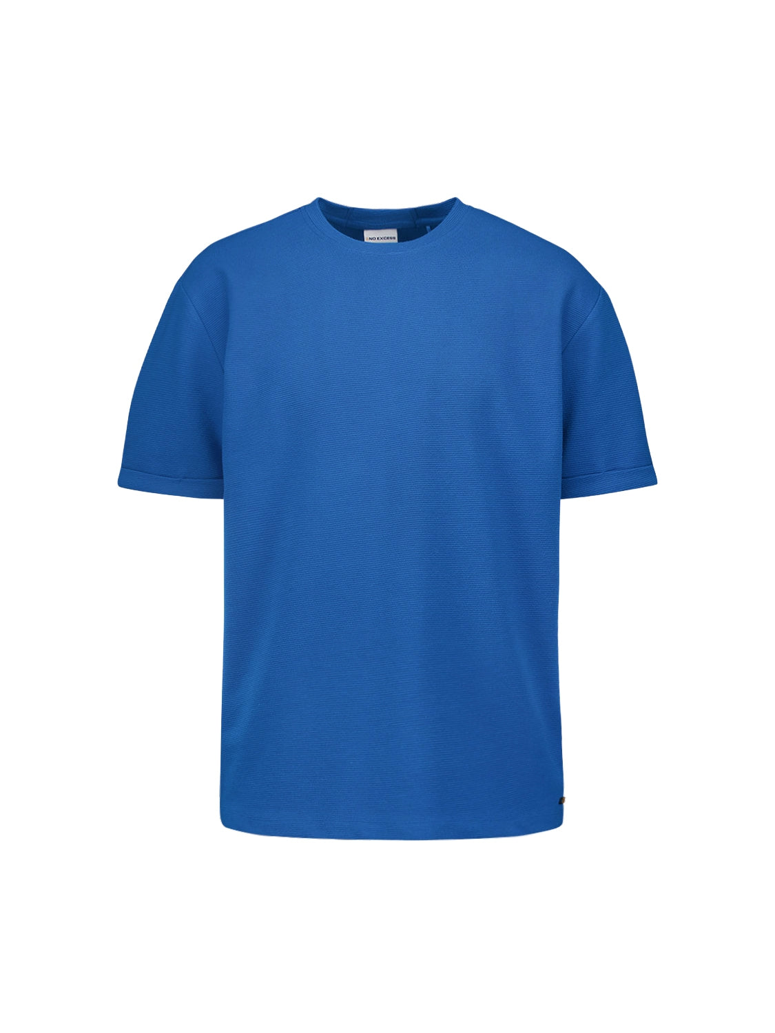 Relaxed Jacquard T-shirt with Round Neck | Cobalt