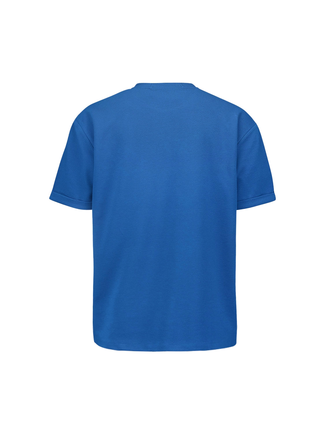 Relaxed Jacquard T-shirt with Round Neck | Cobalt