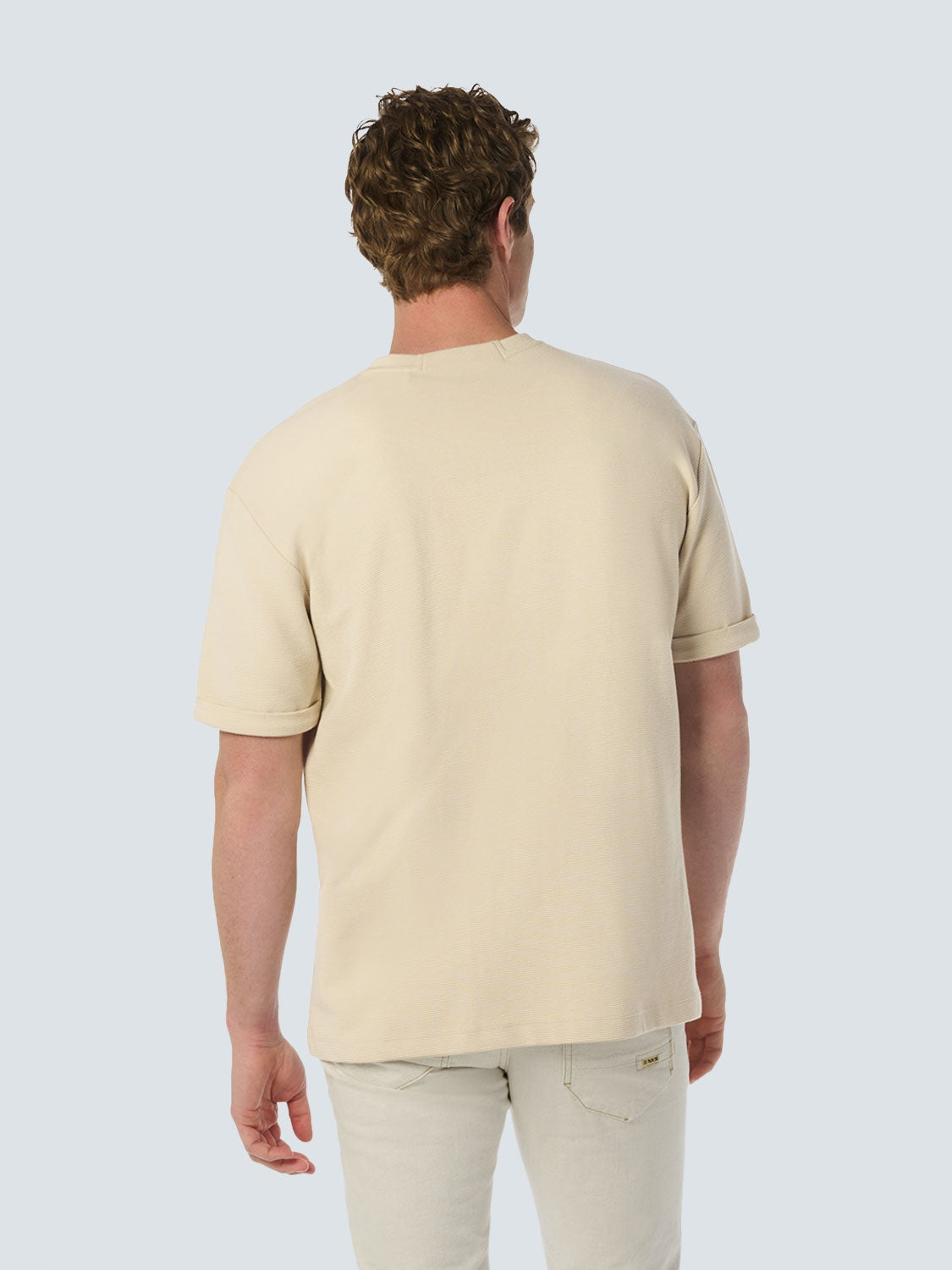 Relaxed Jacquard T-shirt with Round Neck | Cement