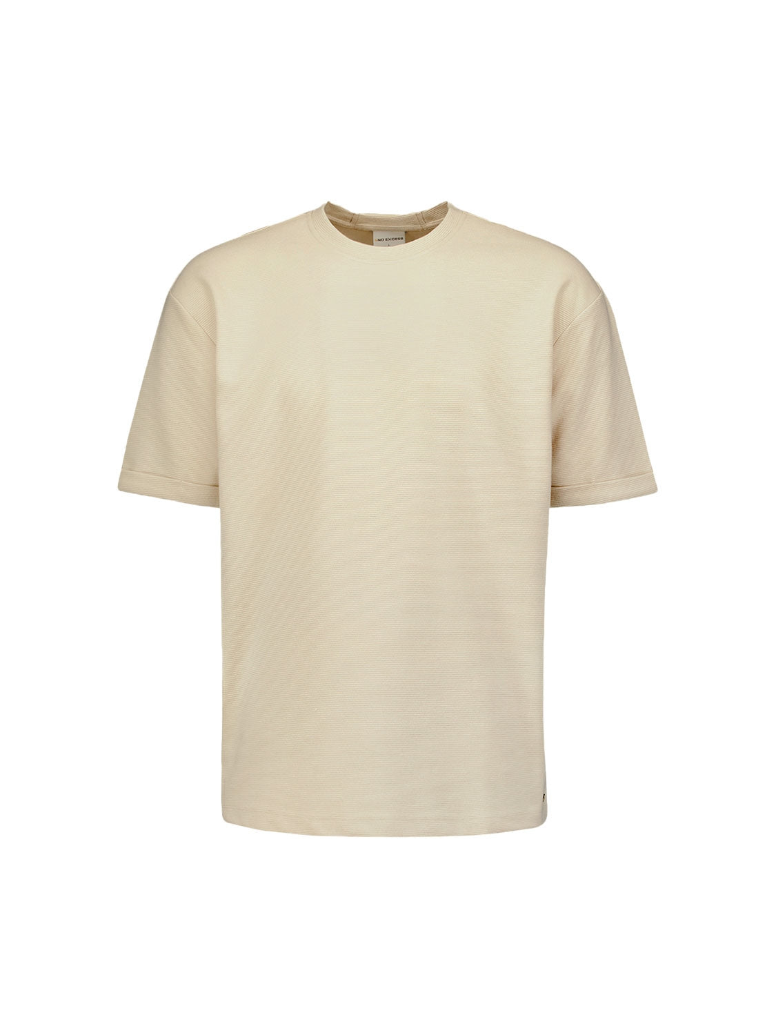Relaxed Jacquard T-shirt with Round Neck | Cement