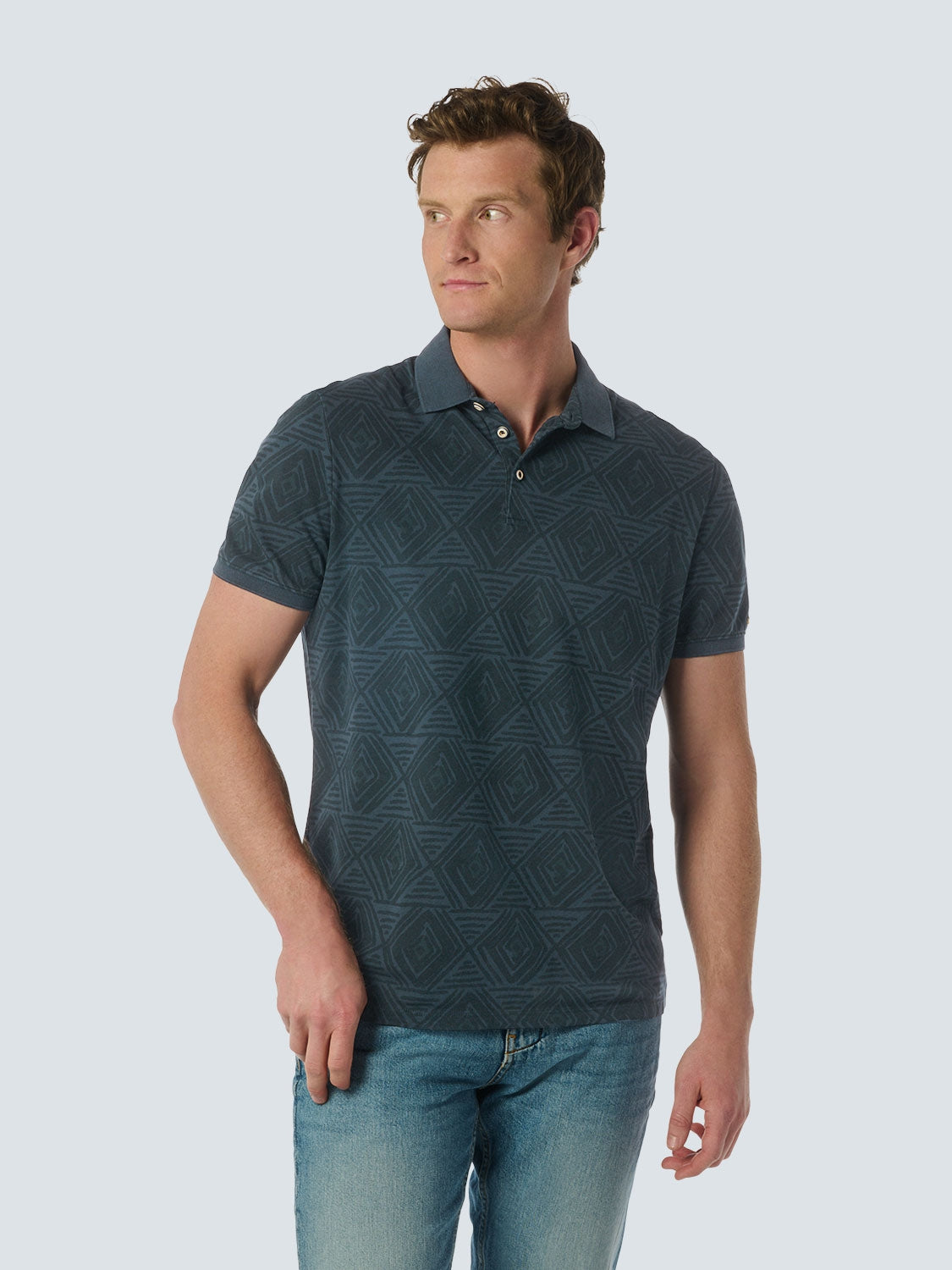 Artistic Checkered Print Men's Polo | Night