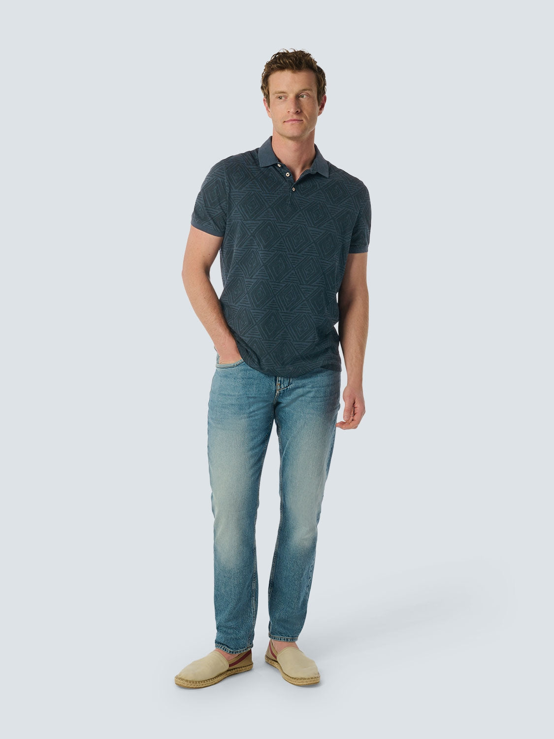 Artistic Checkered Print Men's Polo | Night