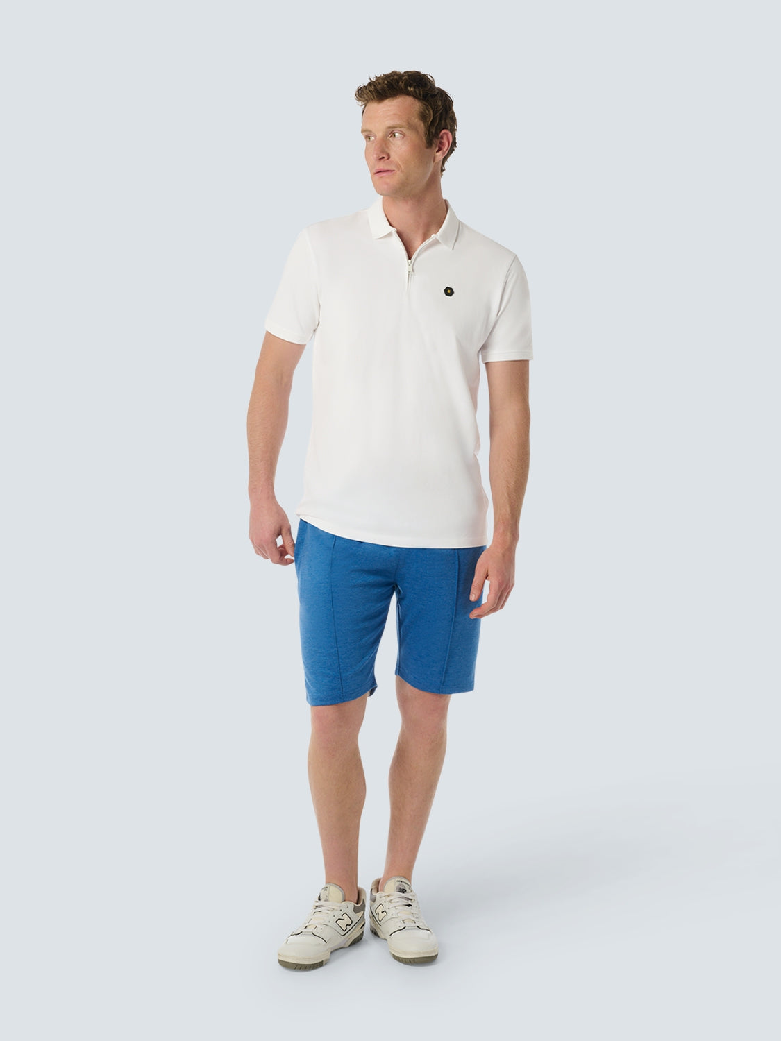 Sleek Polo Shirt with Stretch and Minimalist Design | White