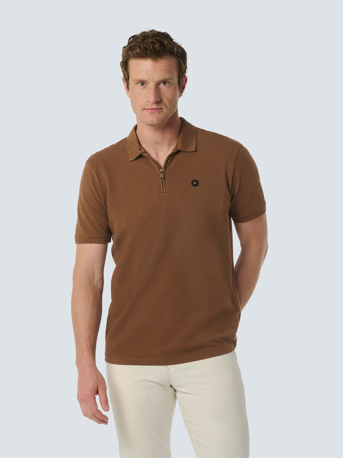 Sleek Polo Shirt with Stretch and Minimalist Design | Brown