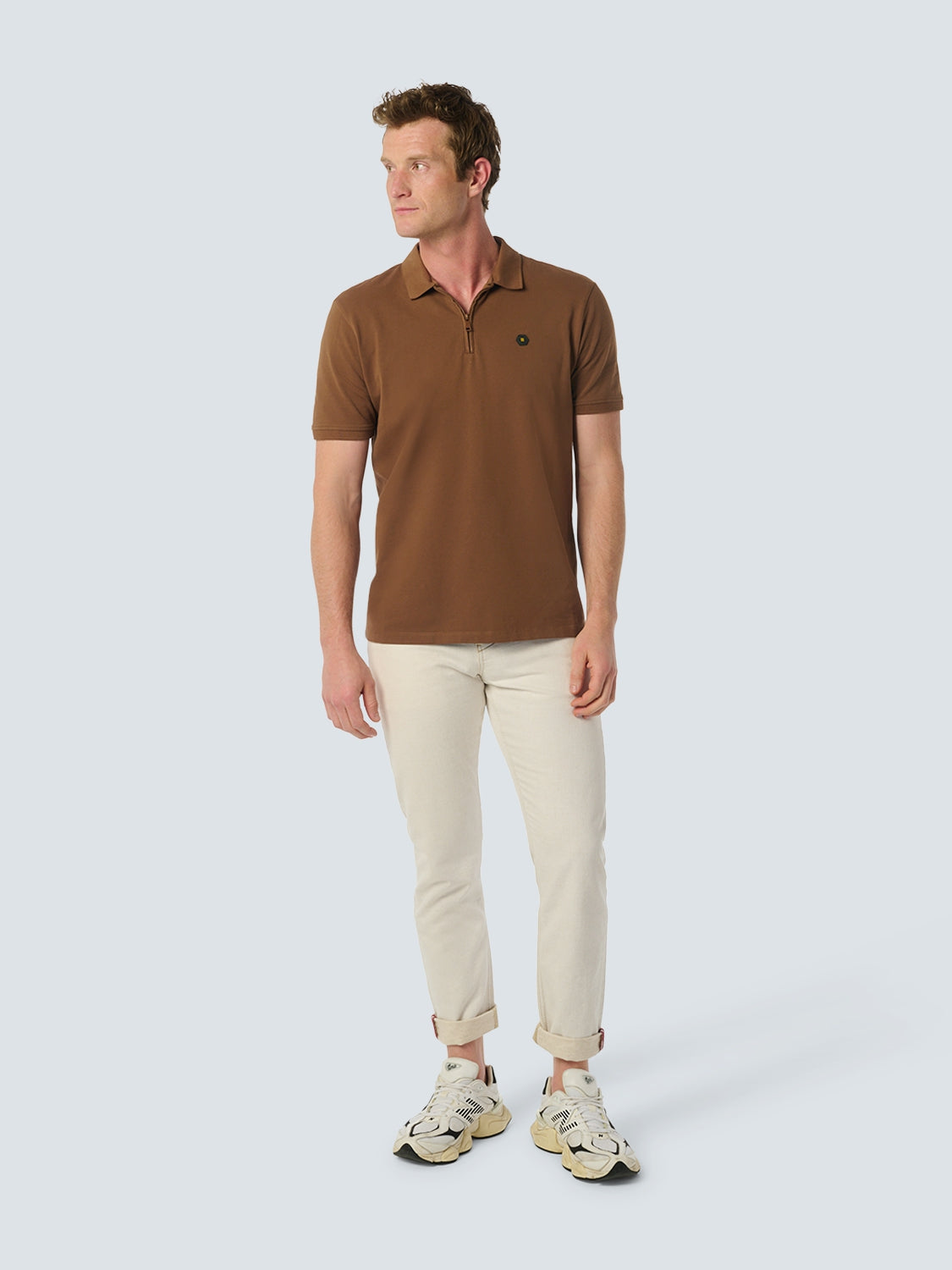 Sleek Polo Shirt with Stretch and Minimalist Design | Brown