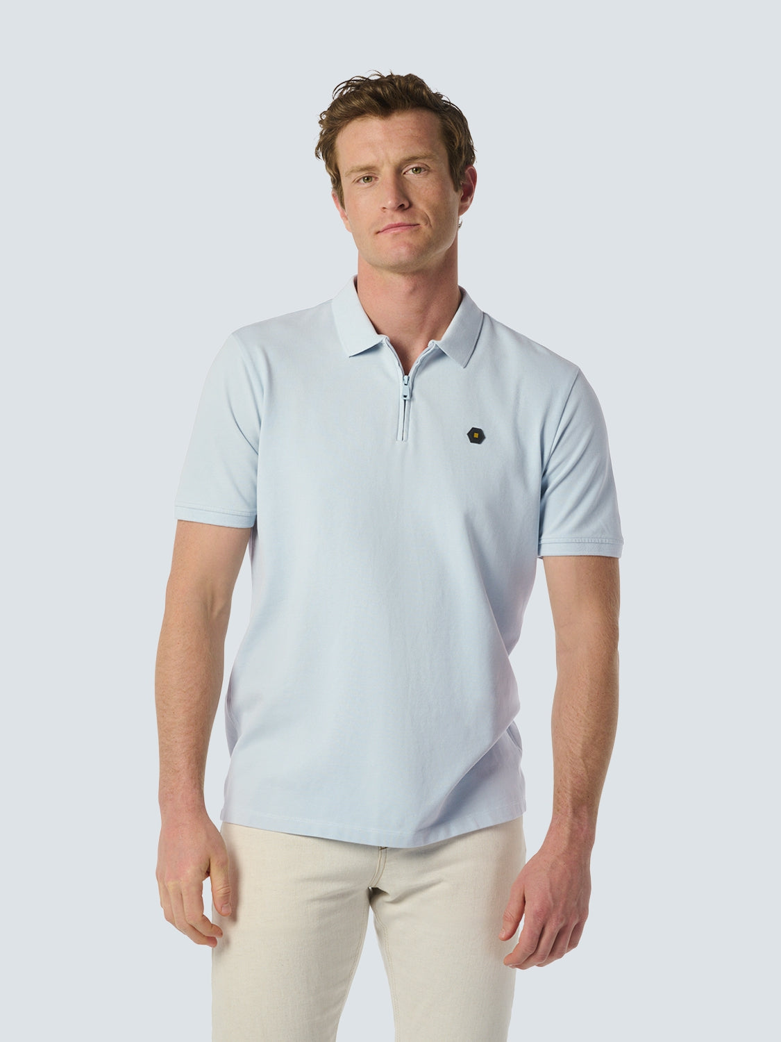 Sleek Polo Shirt with Stretch and Minimalist Design | Sky