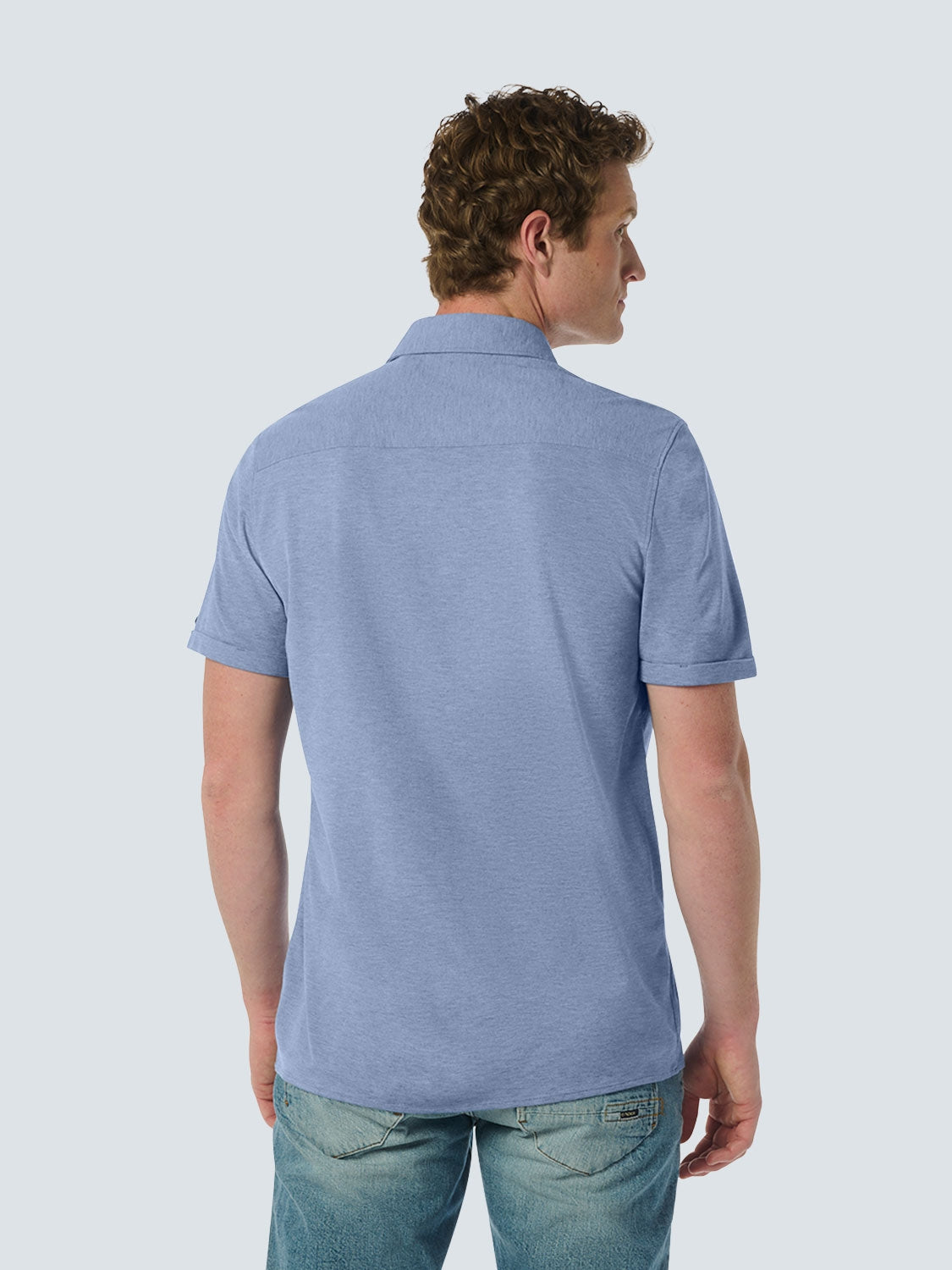 Jersey Shirt with Melange Texture - Timeless Style for Every Occasion | Cobalt