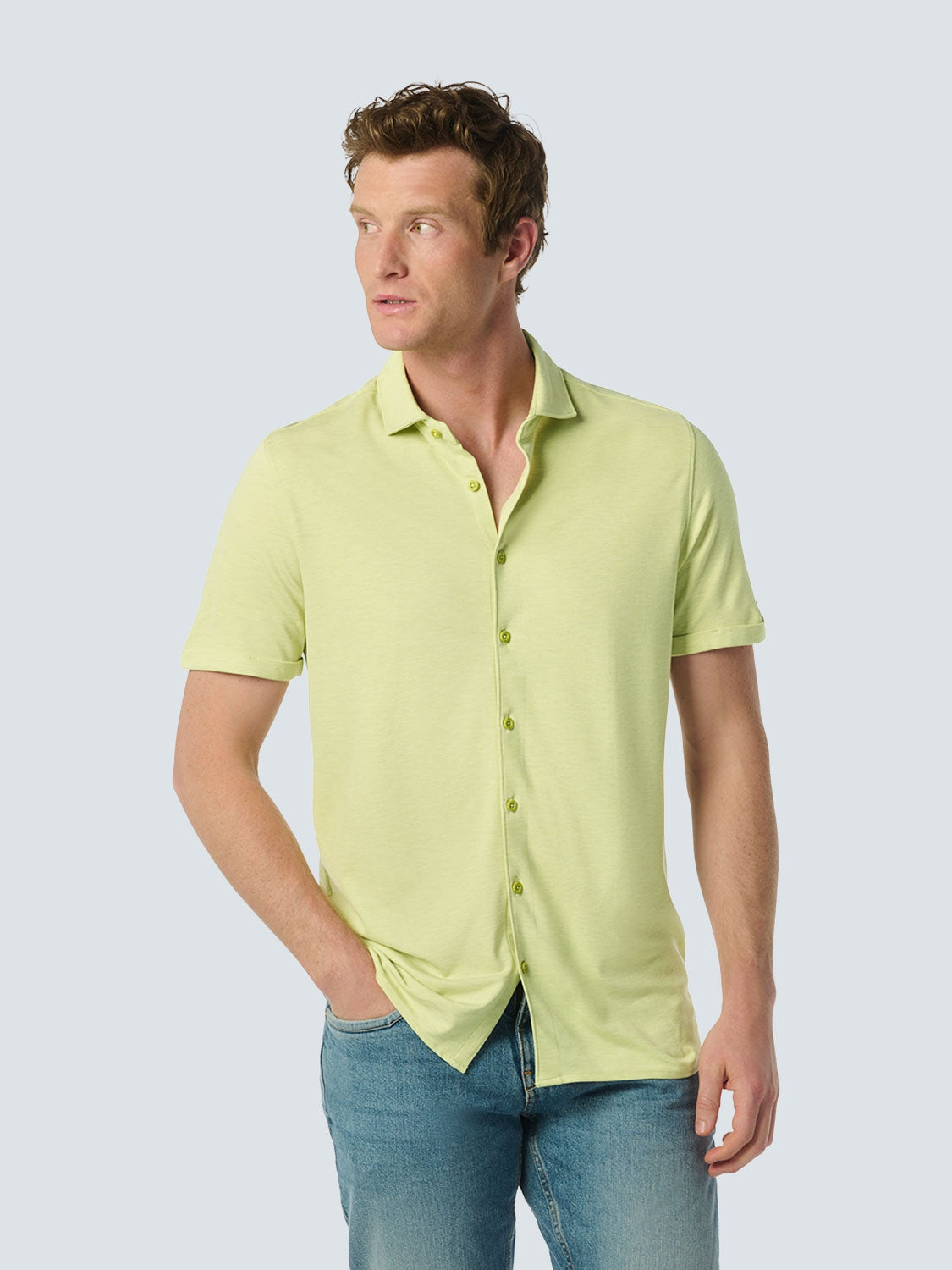 Jersey Shirt with Melange Texture - Timeless Style for Every Occasion | Lime