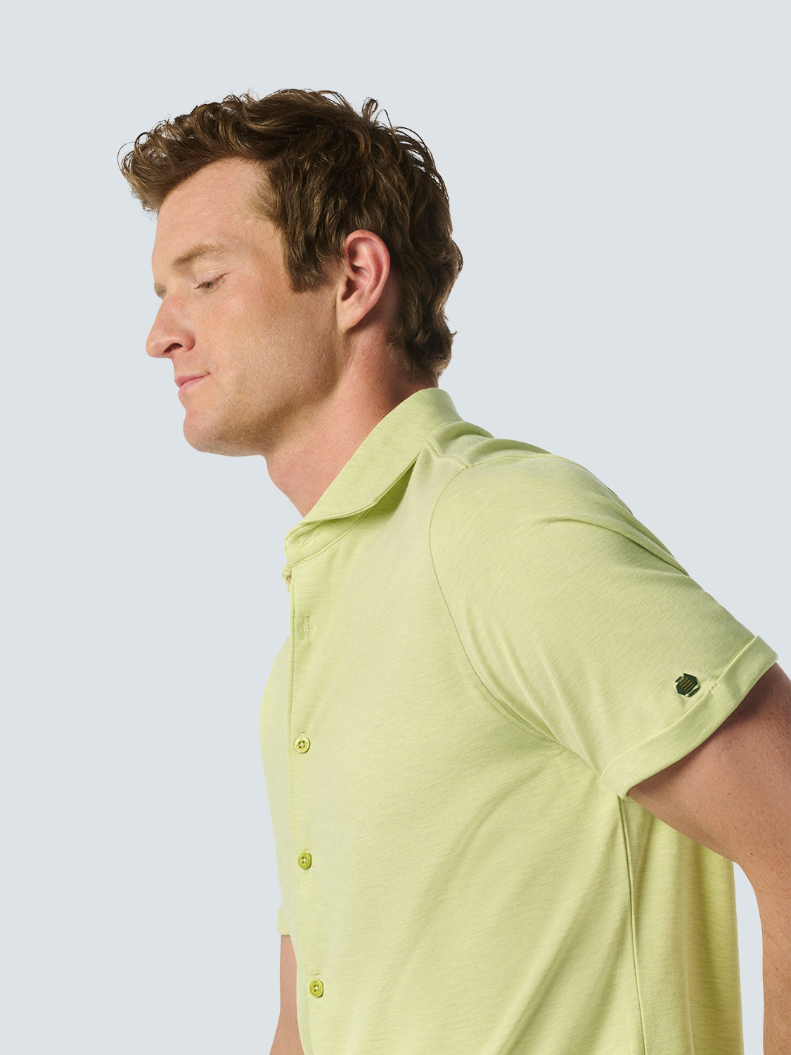 Jersey Shirt with Melange Texture - Timeless Style for Every Occasion | Lime