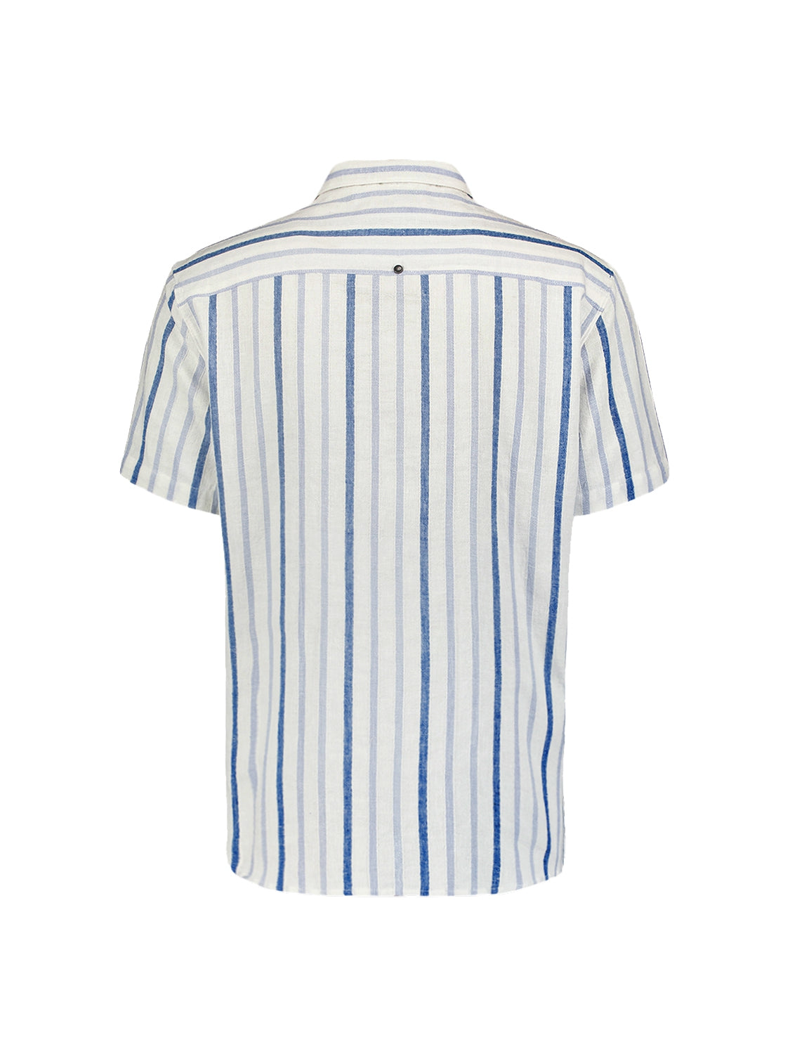 Short-sleeved shirt with resort collar and 3 neutral-colored stripes | White