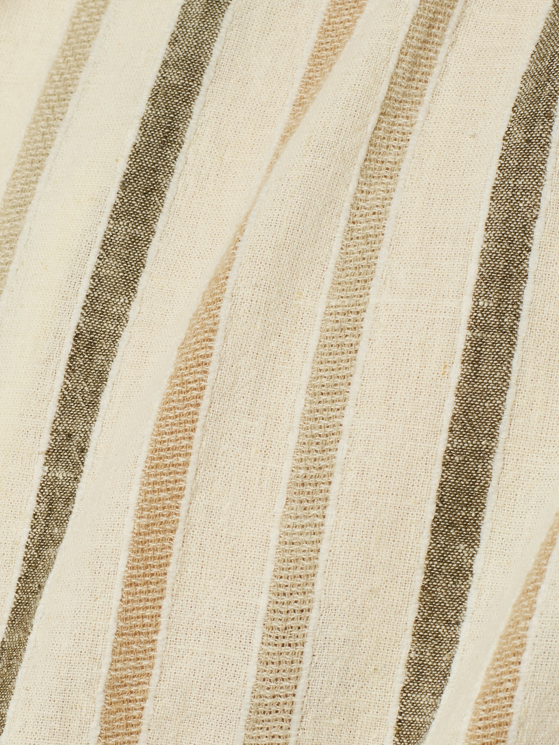 Short-sleeved shirt with resort collar and 3 neutral-colored stripes | Cement