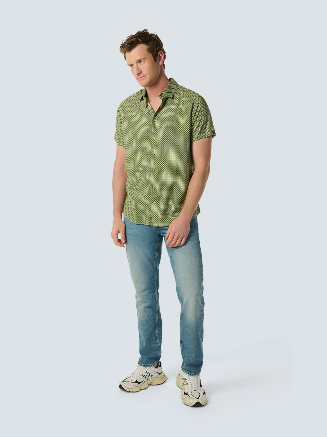 Stylish Shirt with All-Over Pattern and Short Sleeves | Lime