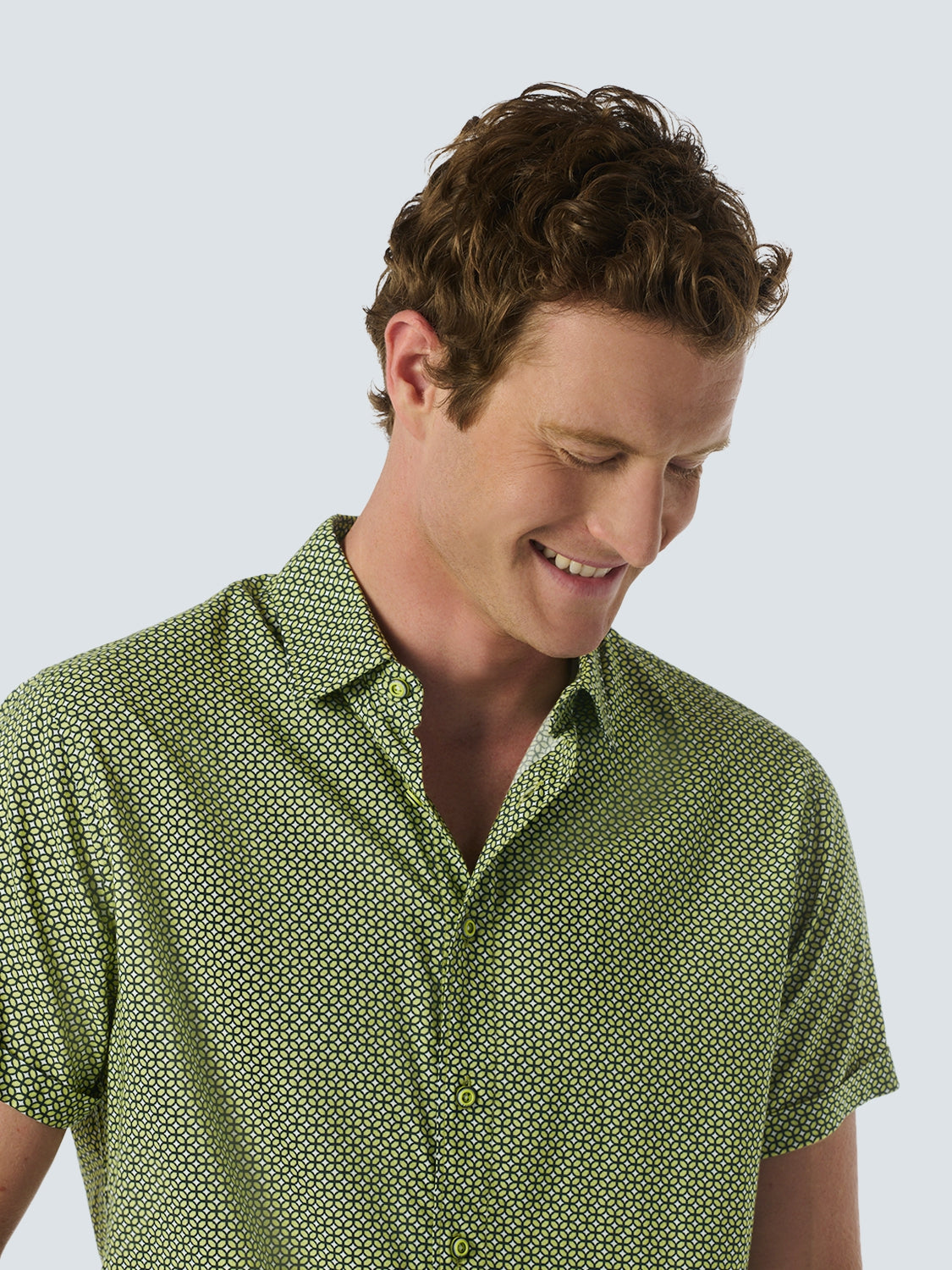 Stylish Shirt with All-Over Pattern and Short Sleeves | Lime
