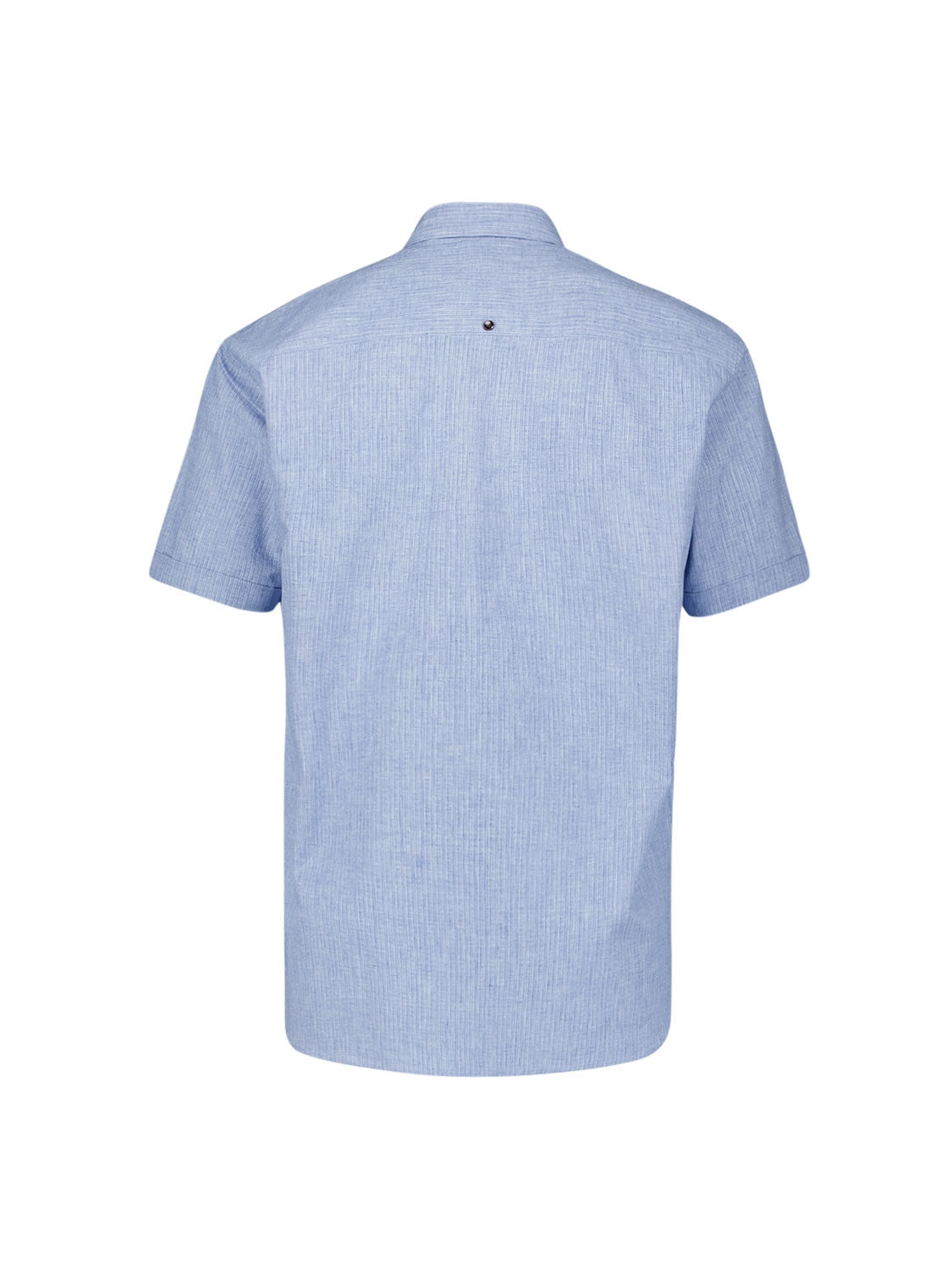 Short-Sleeved Shirt in Two-Colored Cotton-Linen Blend | Cobalt
