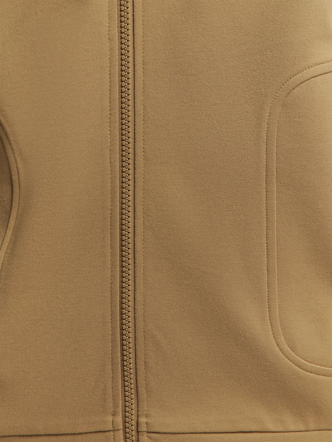 Sporty Hooded Vest with Zipper | Khaki