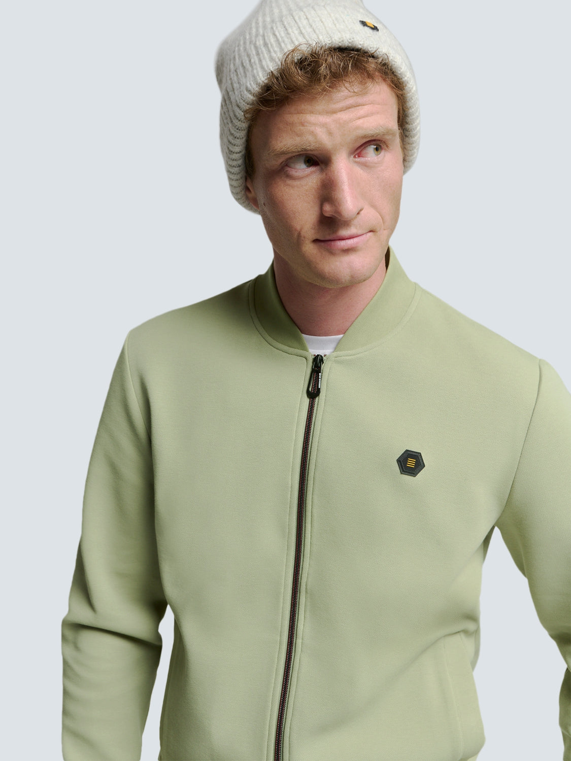 Stylish Vest with Bomber Collar and Piqué Material | Smoke