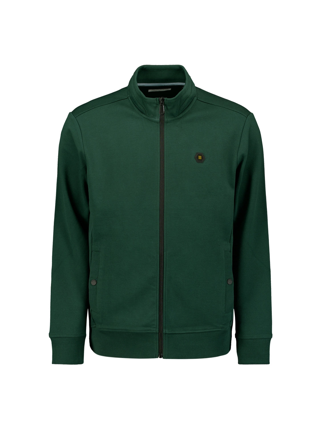 Vest with Twill Jacquard and Zipper | Dark Green