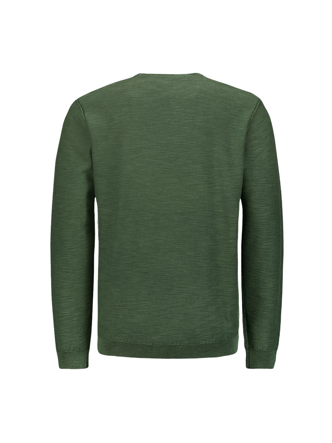 Round Neck Sweater with Garment Dyed and Stone Washed Finish | Dark Green