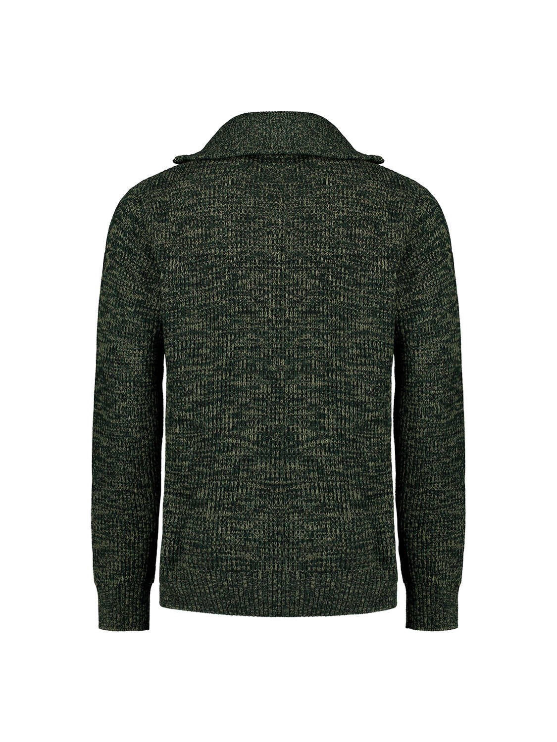 Half-Zip Sweater with High Collar in Three-Tone Ribbed Design: Modern Elegance and Comfort | Dark Green