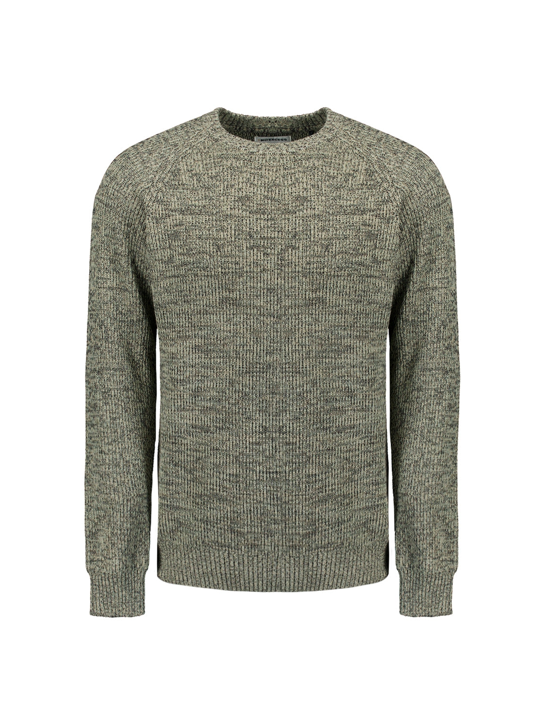 Round Neck Sweater with Tri-Color Rib Pattern: Stylish Comfort with a Colorful Twist | Smoke