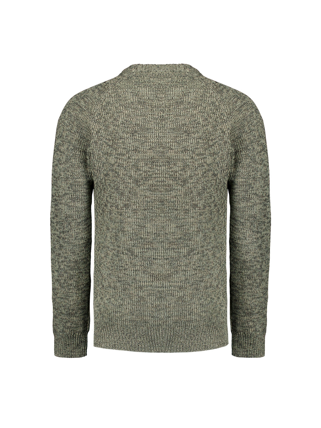 Round Neck Sweater with Tri-Color Rib Pattern: Stylish Comfort with a Colorful Twist | Smoke
