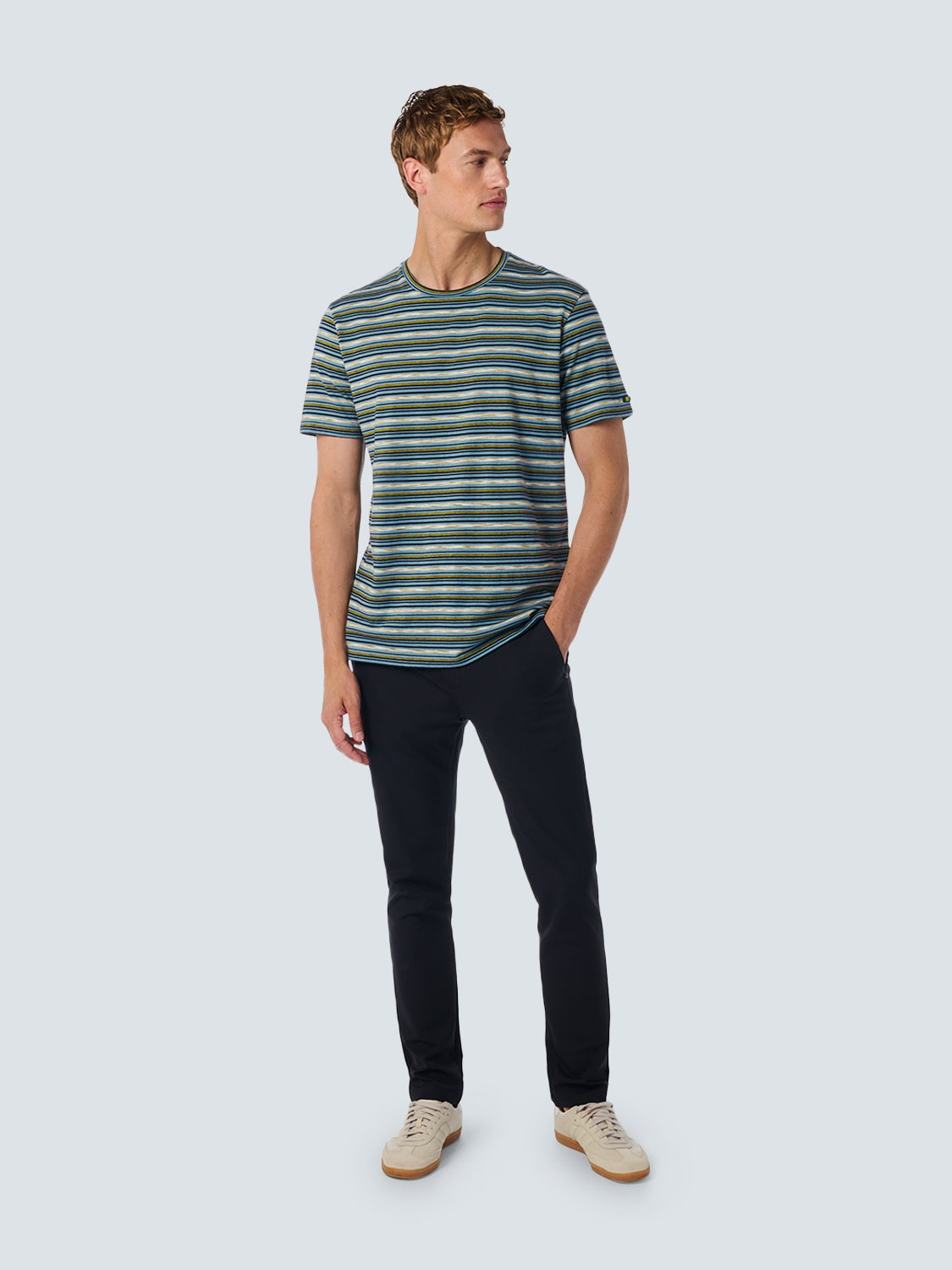 T-shirt with Round Neck and Multicolor Stripes | Cloud