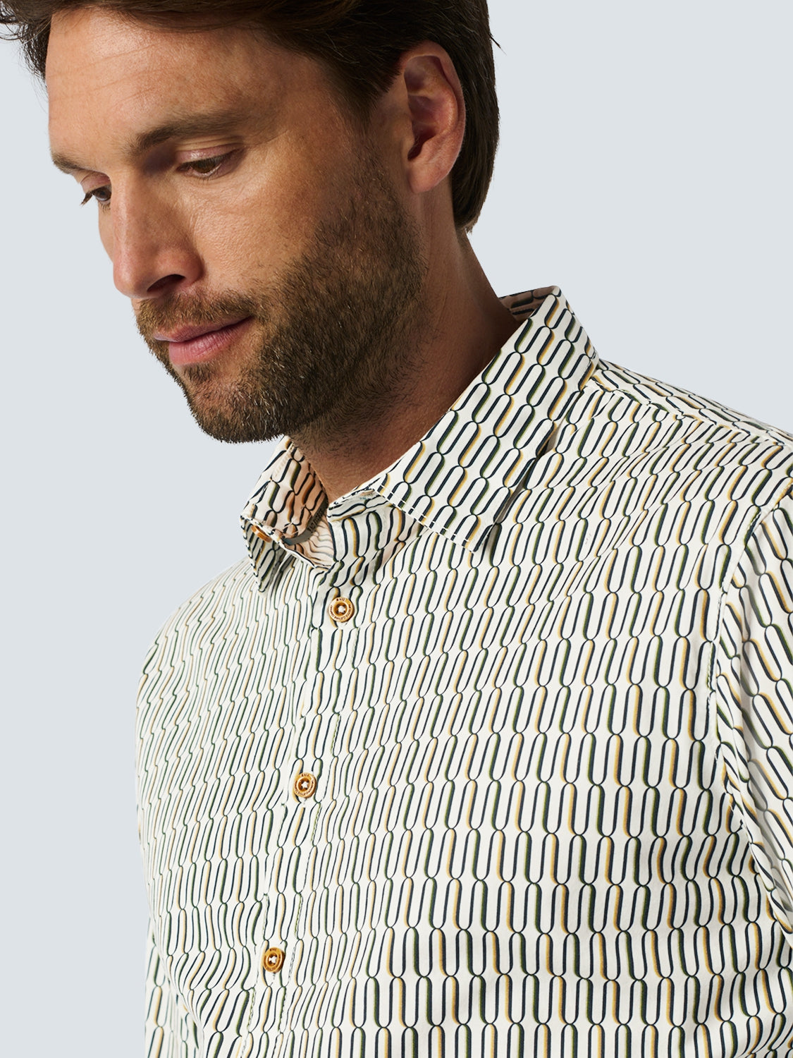 Stylish Winter Shirt with Dynamic All-Over Pattern | White