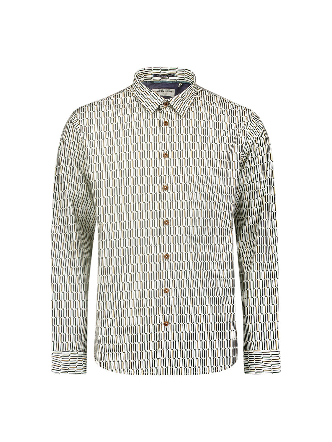 Stylish Winter Shirt with Dynamic All-Over Pattern | White