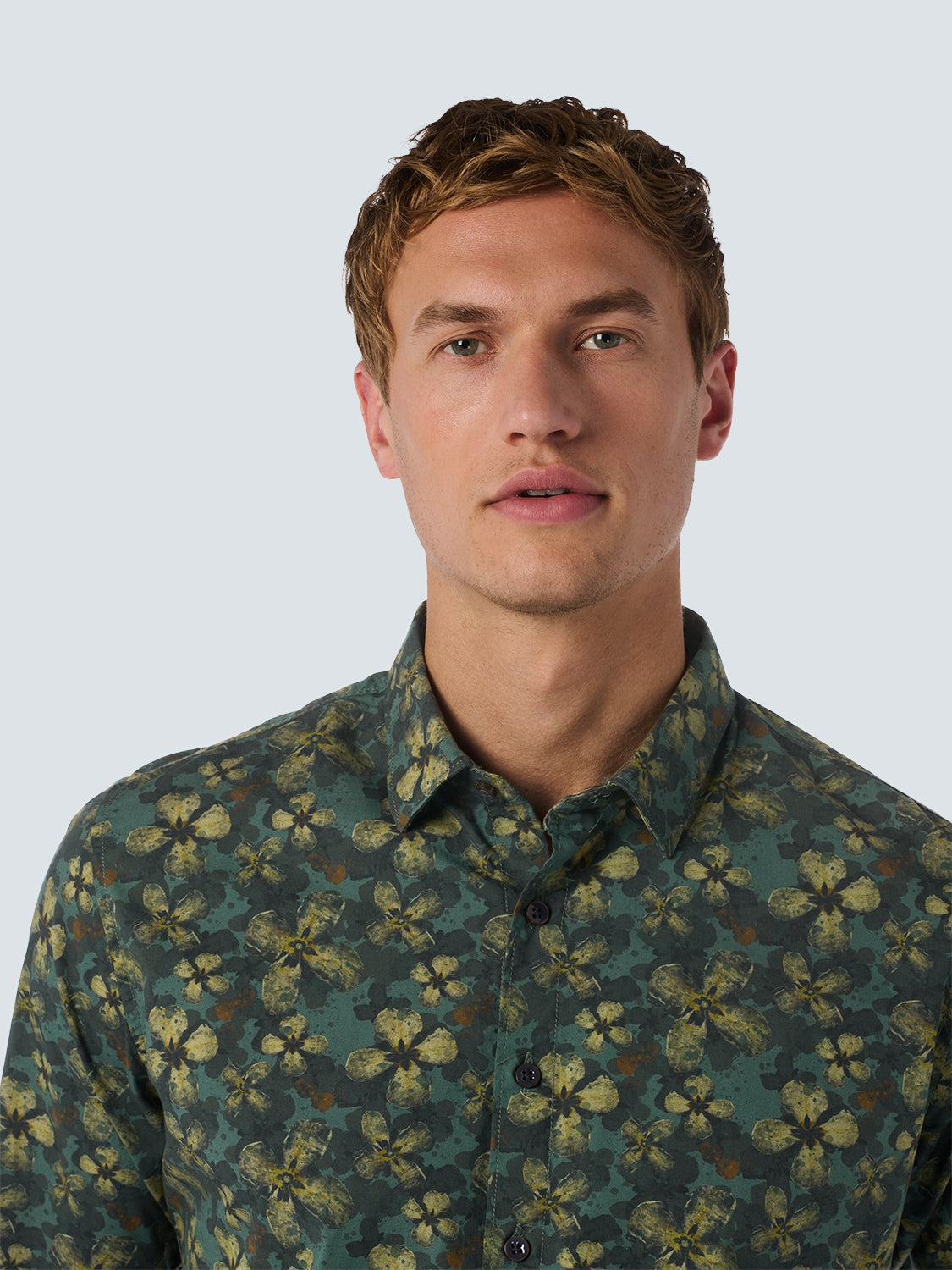 Shirt with Floral Print | Dark Green