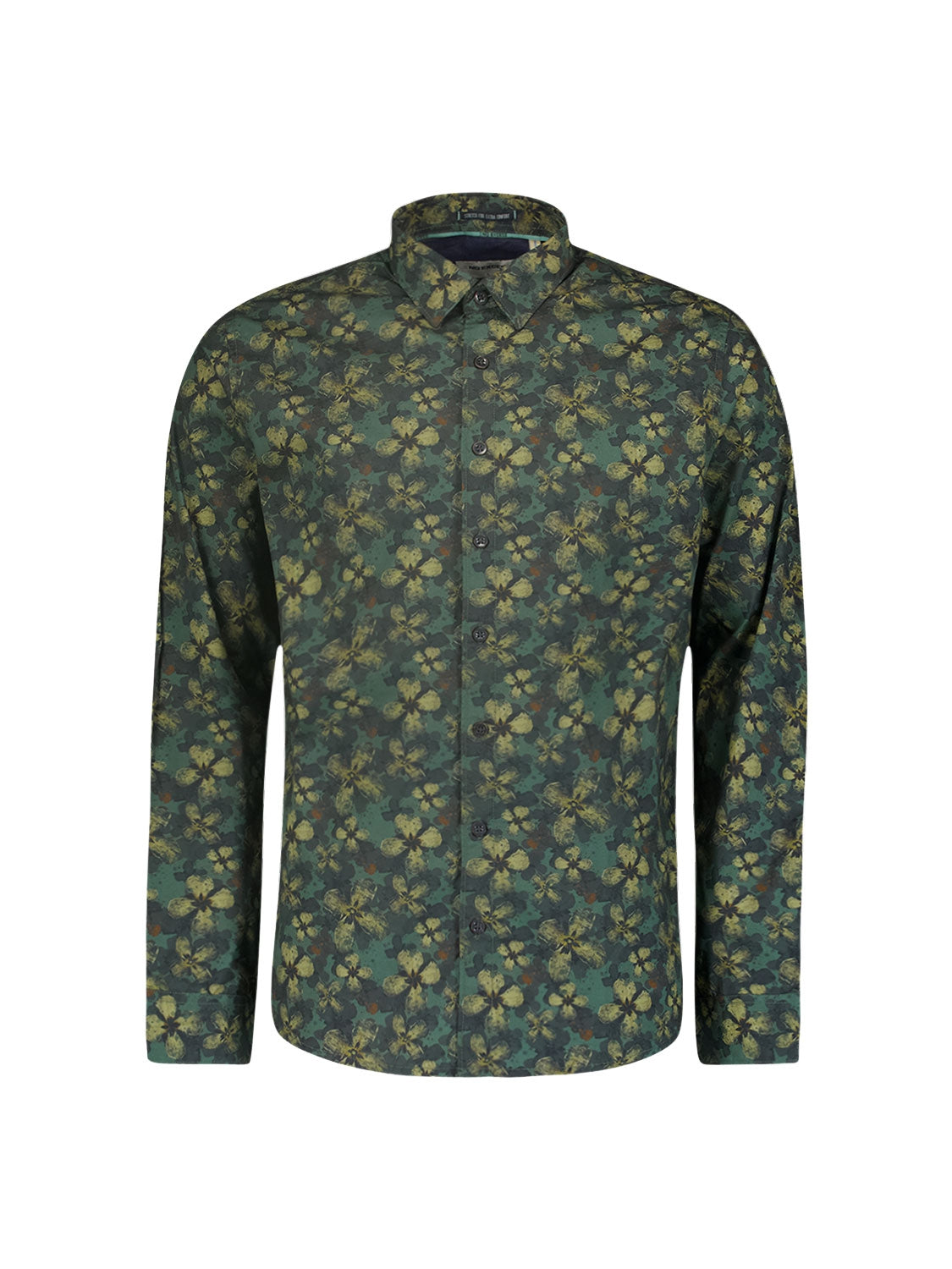 Shirt with Floral Print | Dark Green