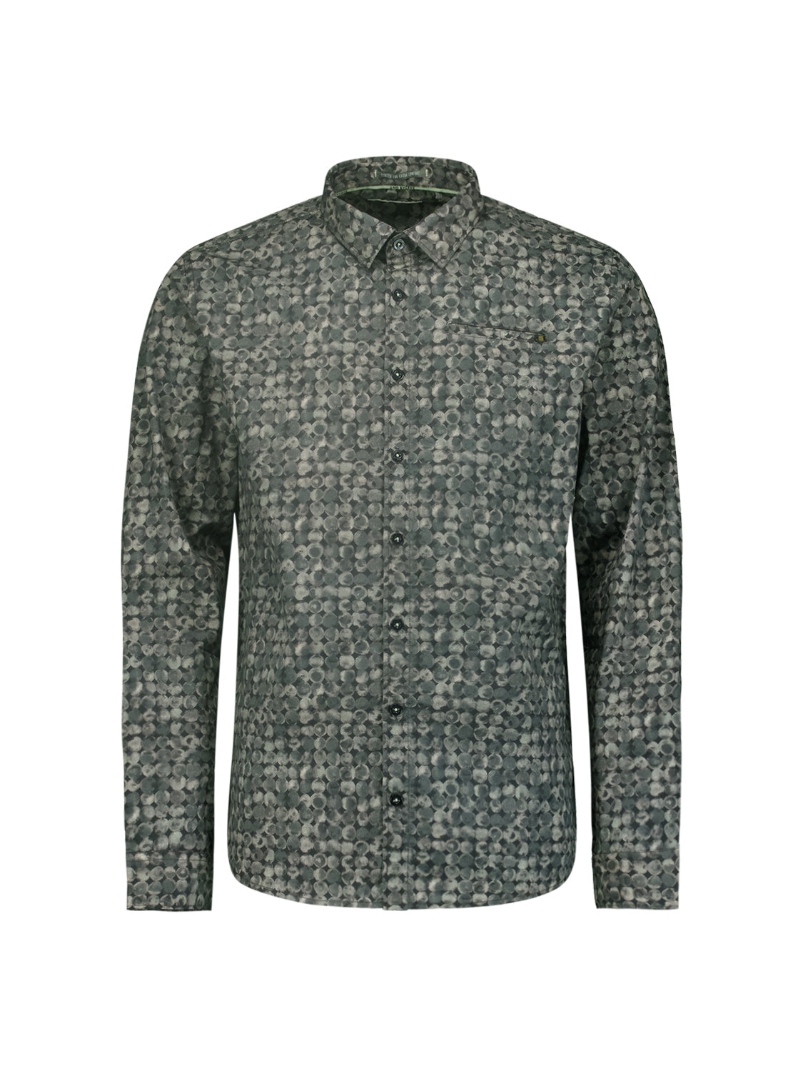 Shirt with All Over Circle Pattern and Stretch: Contemporary Comfort | Dark Green