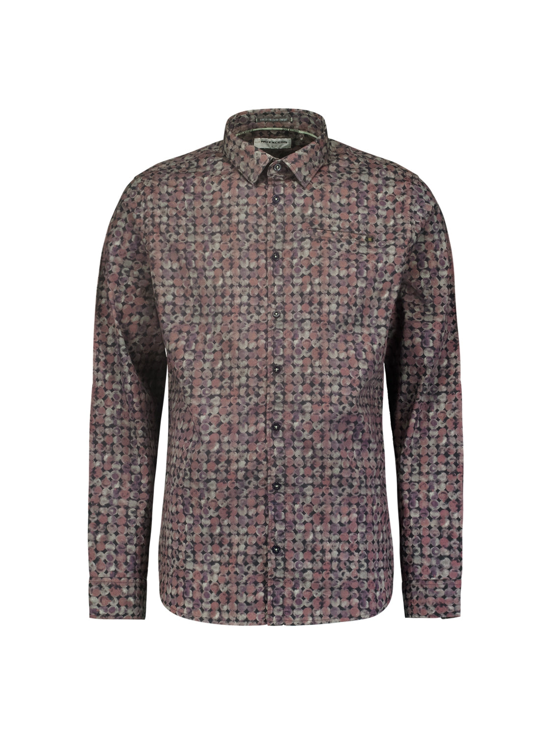 Shirt with All Over Circle Pattern and Stretch: Contemporary Comfort | Rusty