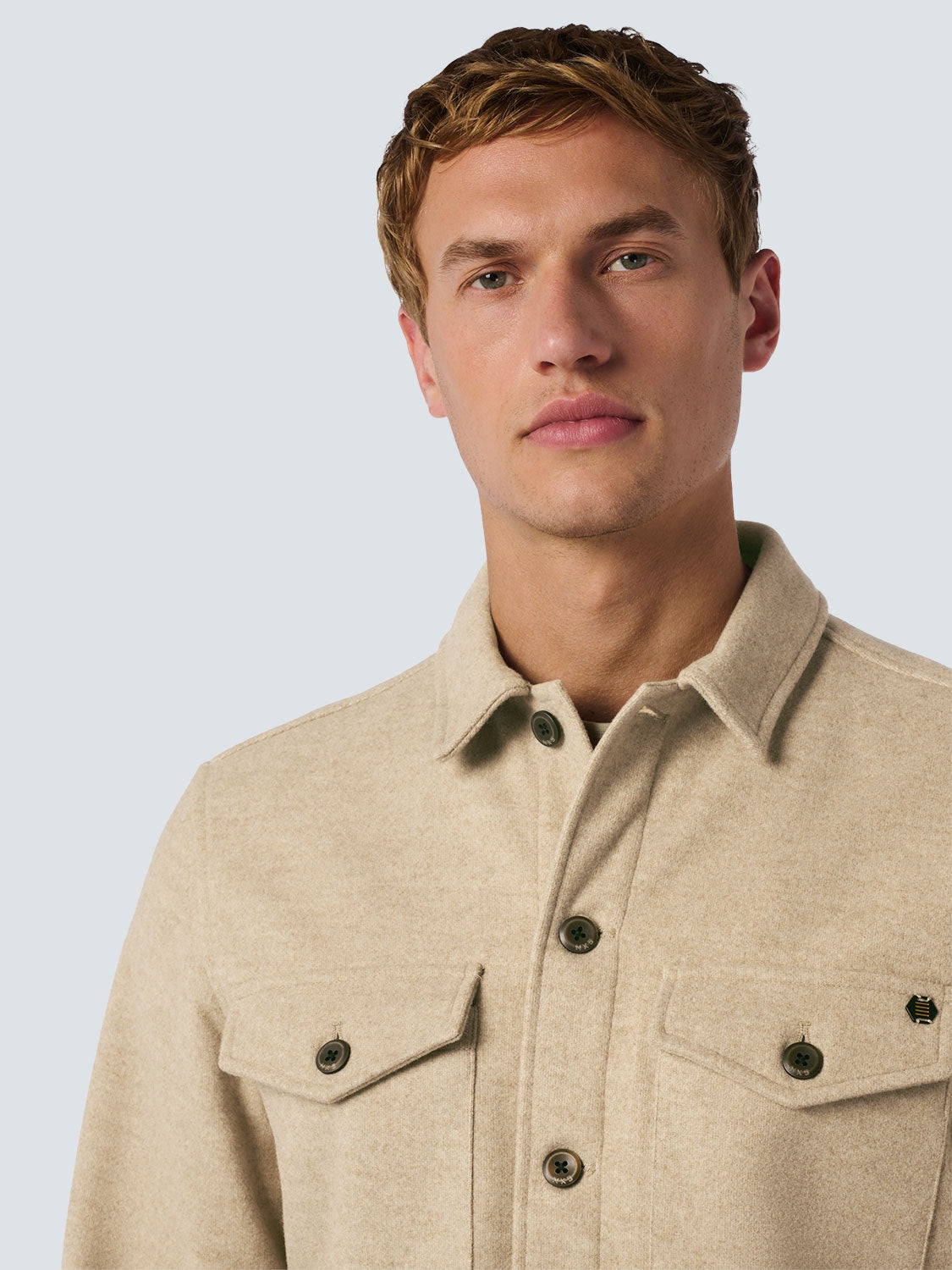 Melange Overshirt with Button Closure: Stylish Comfort for Every Day | Khaki