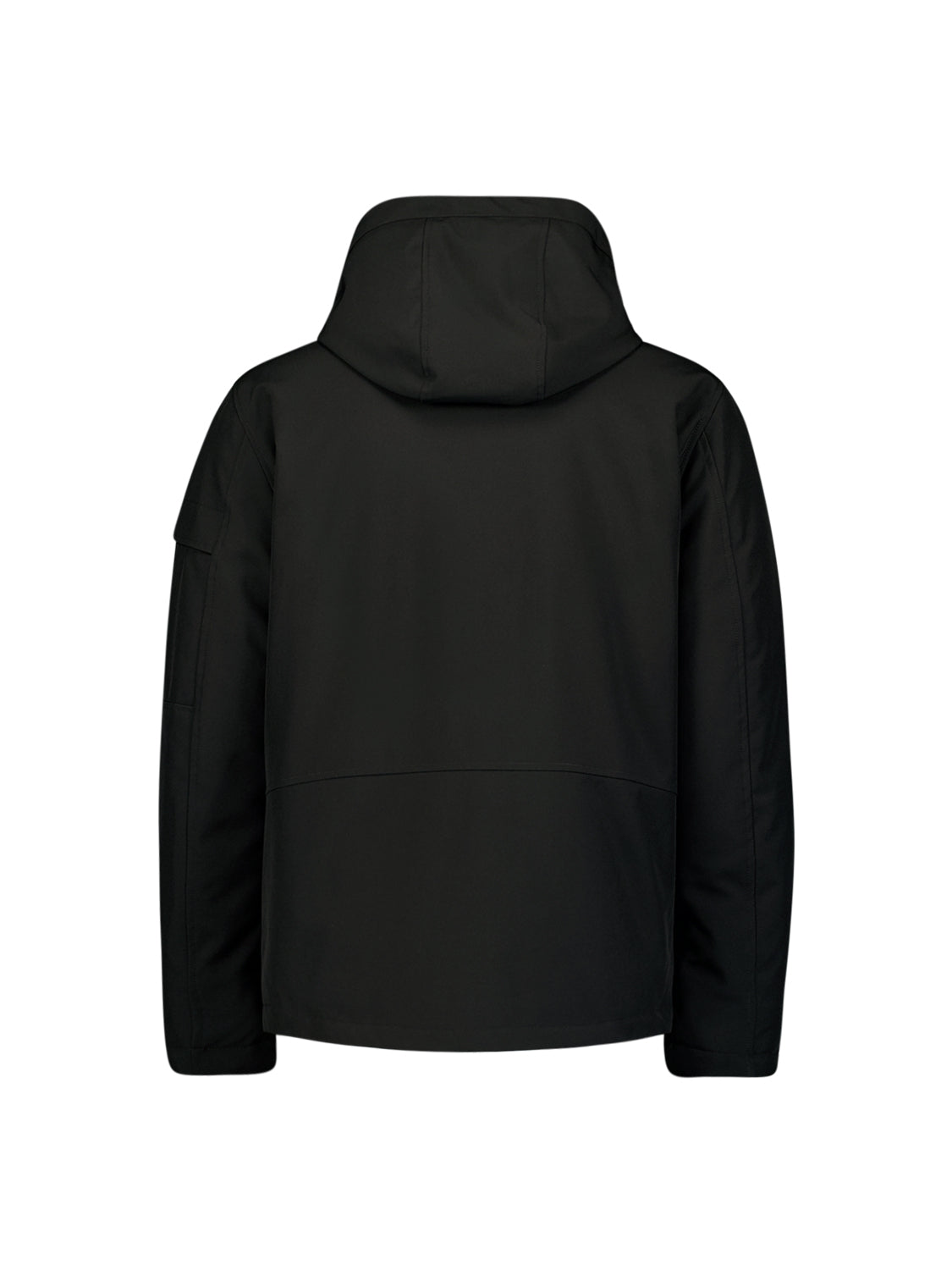 Short Softshell Jacket with Hood, Stretch, and Sleeve Pocket: Functional and Stylish | Black