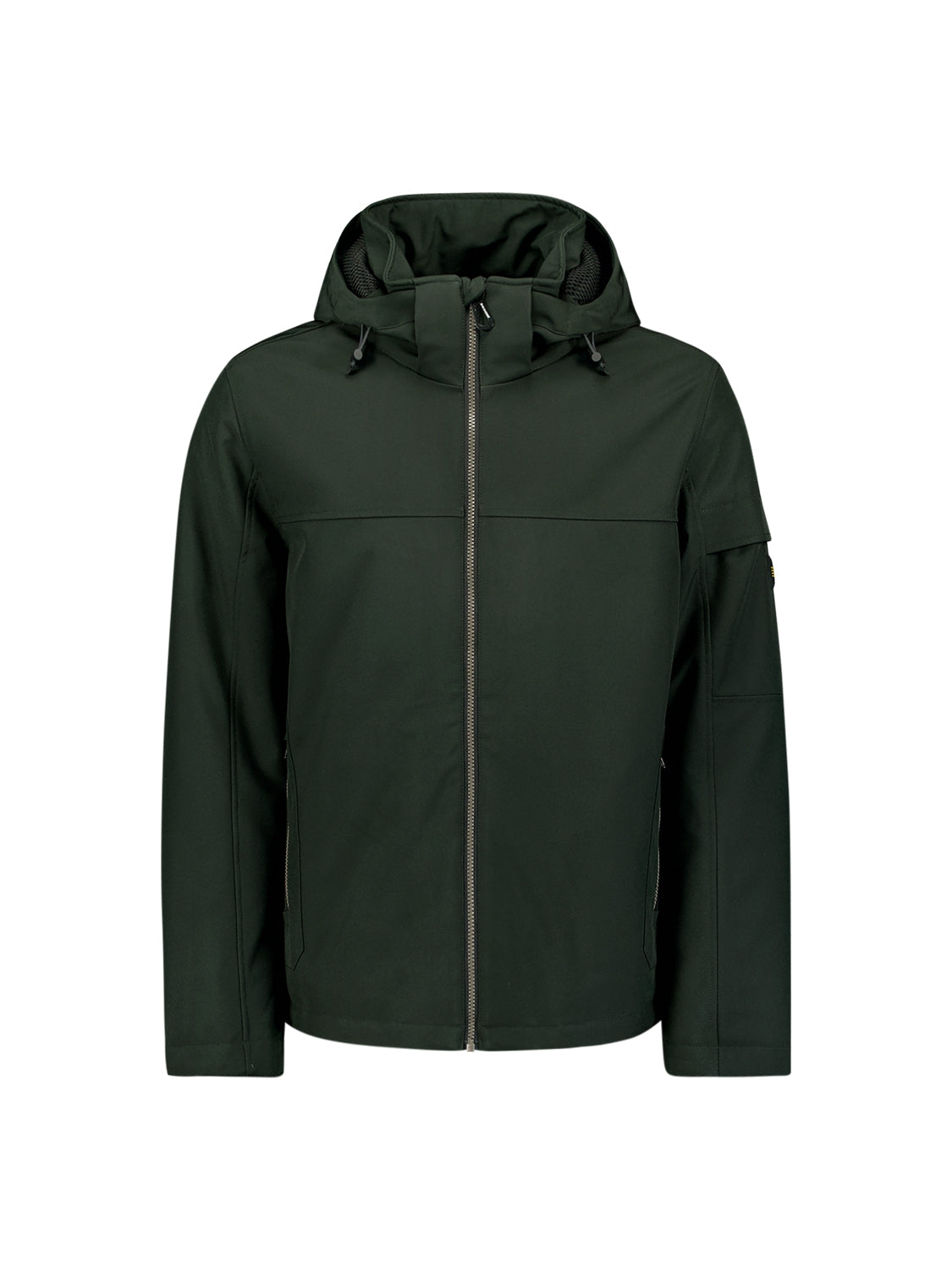 Short Softshell Jacket with Hood, Stretch, and Sleeve Pocket: Functional and Stylish | Dark Moss